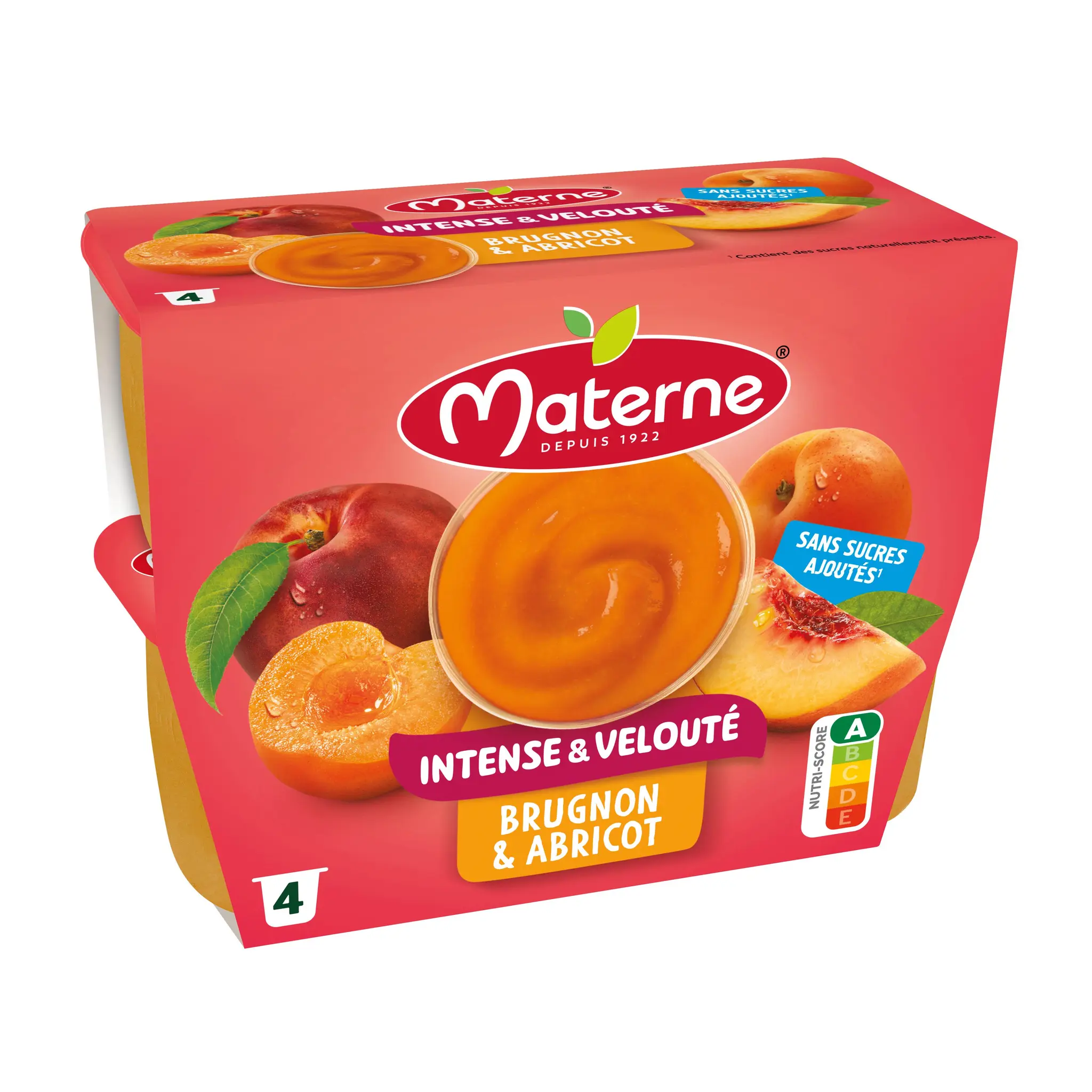 MATERNE Coupelles de compotes de brugnon et abricot sans sucres ajoutés