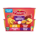 MATERNE Compotes de pomme banane grenade poire kiwi jaune framboise litchi pêche passion