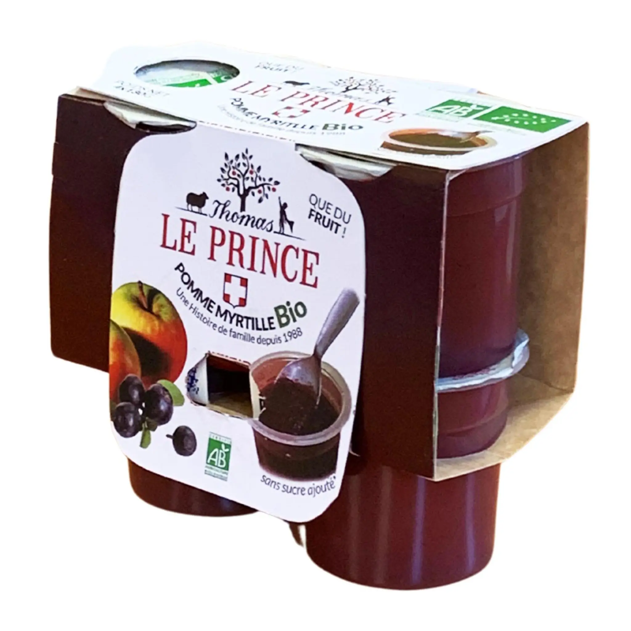 THOMAS LE PRINCE Coupelles purée de pomme et myrtille bio