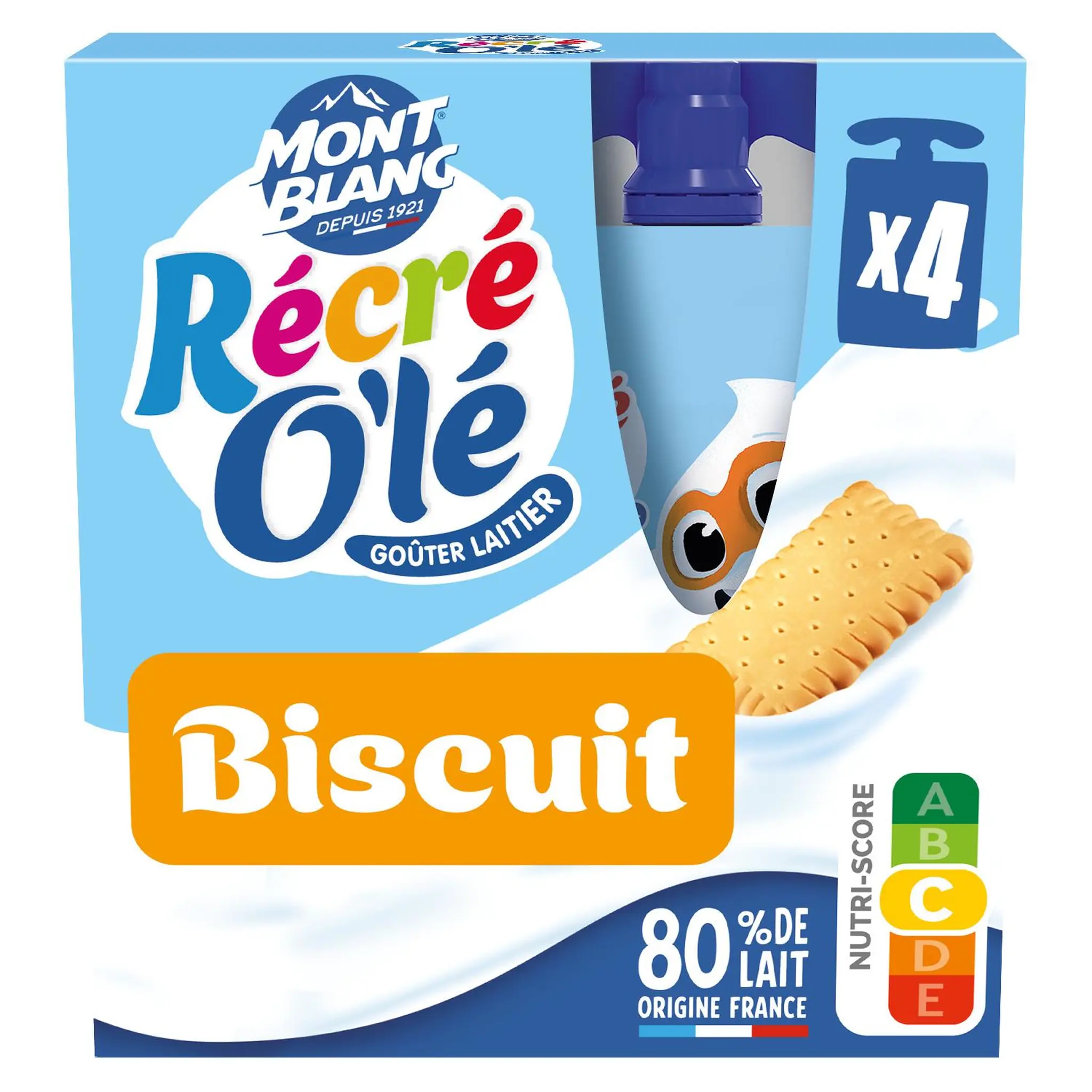 MONT BLANC Goûter laitier Récré O'lé saveur biscuit en gourde