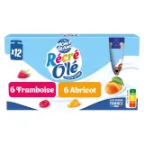 RÉCRÉ OLÉ Goûter laitier de fruits mixés en gourde saveur framboise et abricot