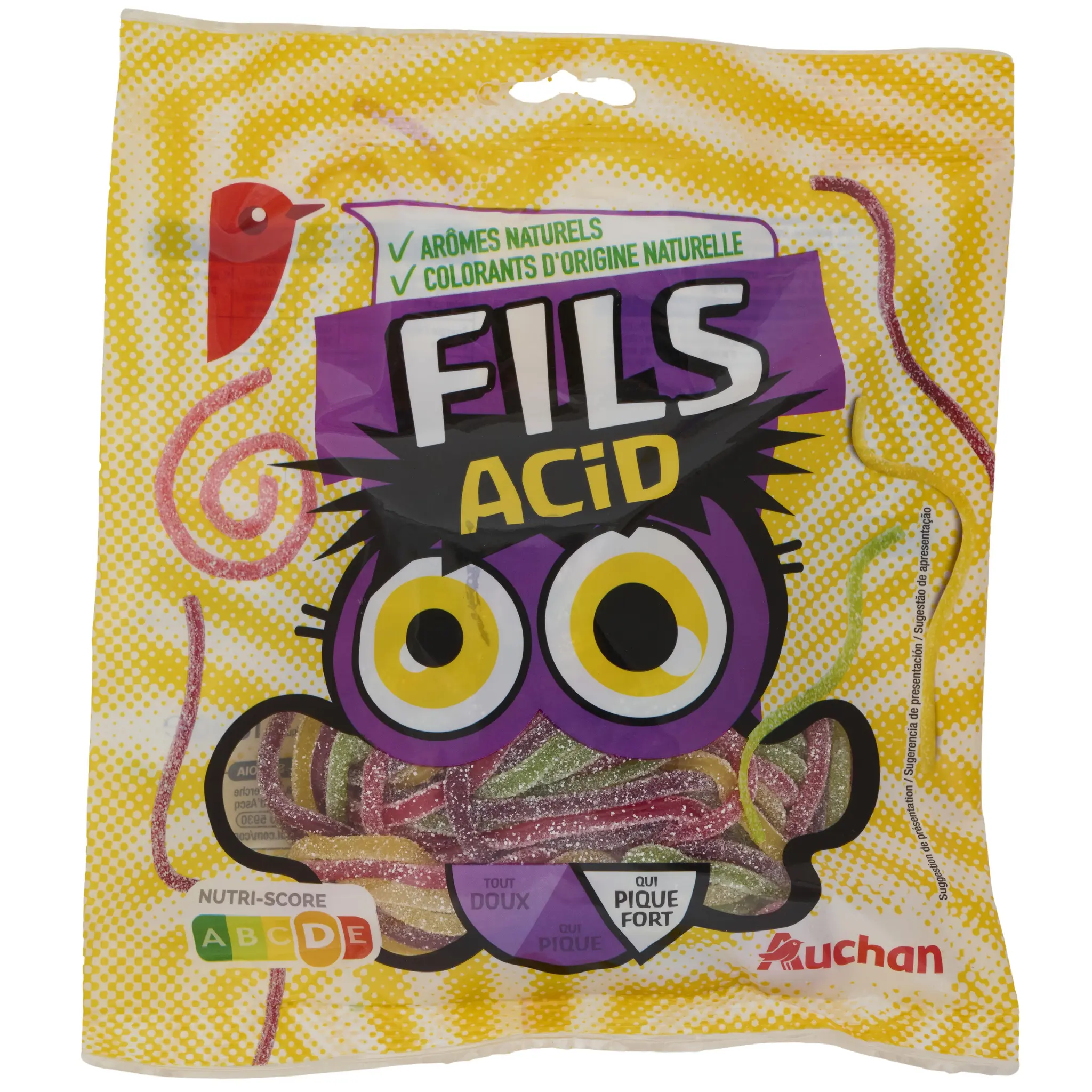AUCHAN Bonbons gélifiés piquants fils acid