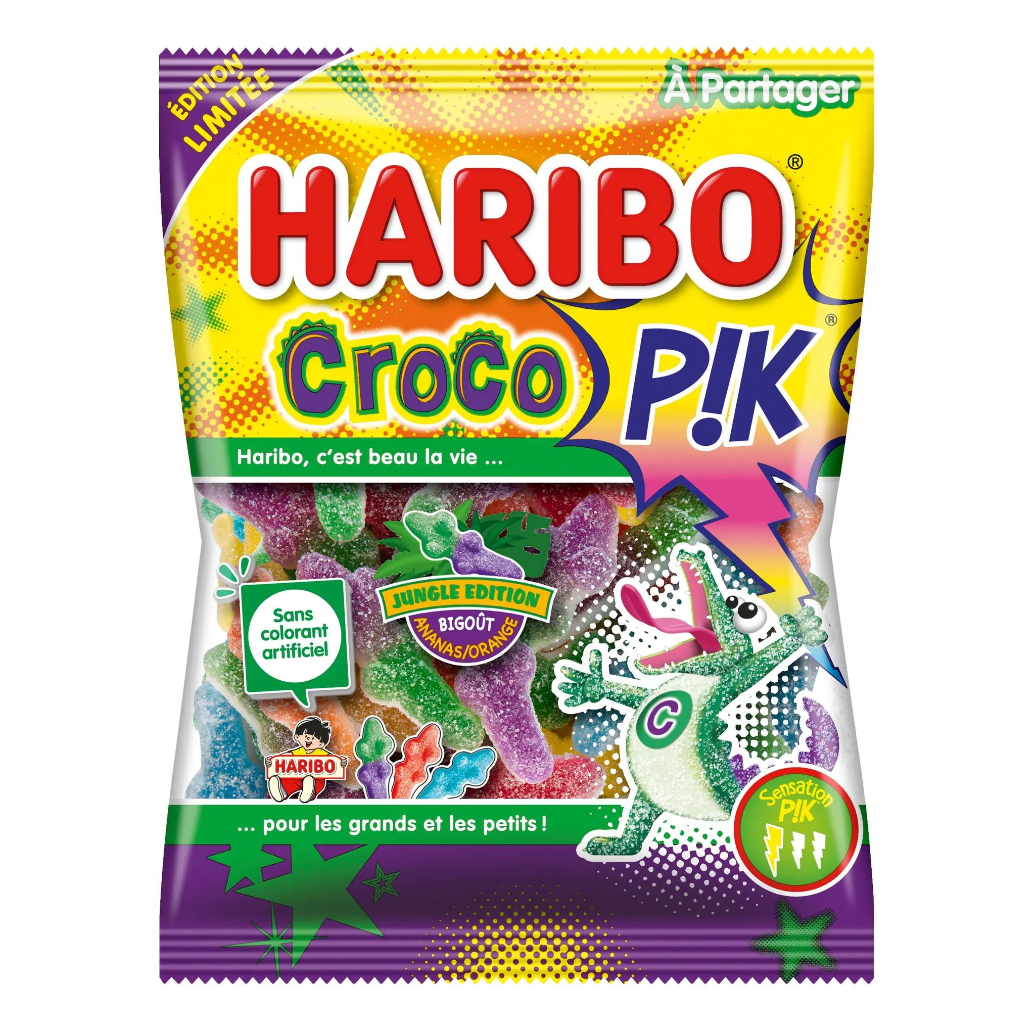 HARIBO Croco P!k bonbons acidulés