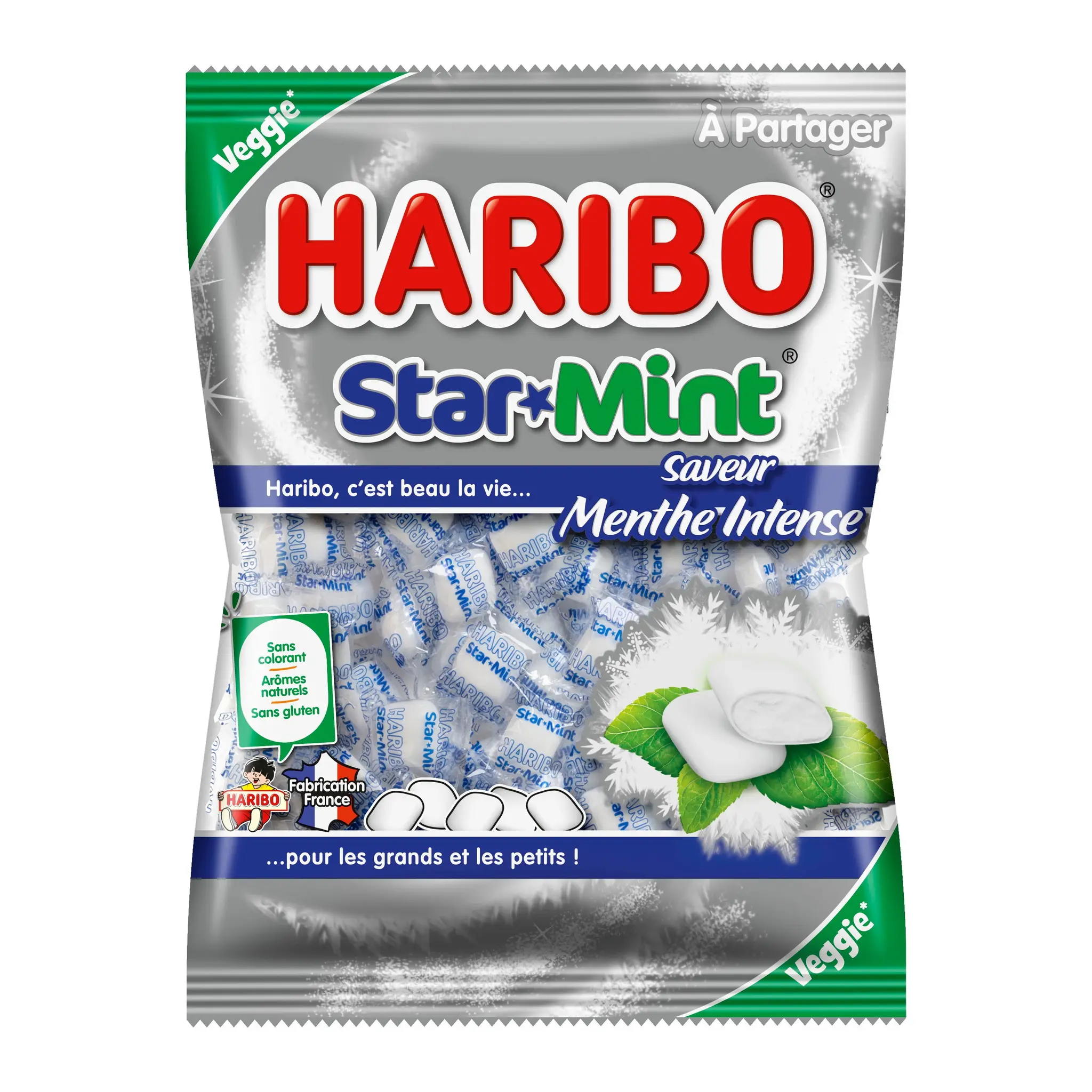 HARIBO Star Mint Bonbons saveur menthe intense végétariens