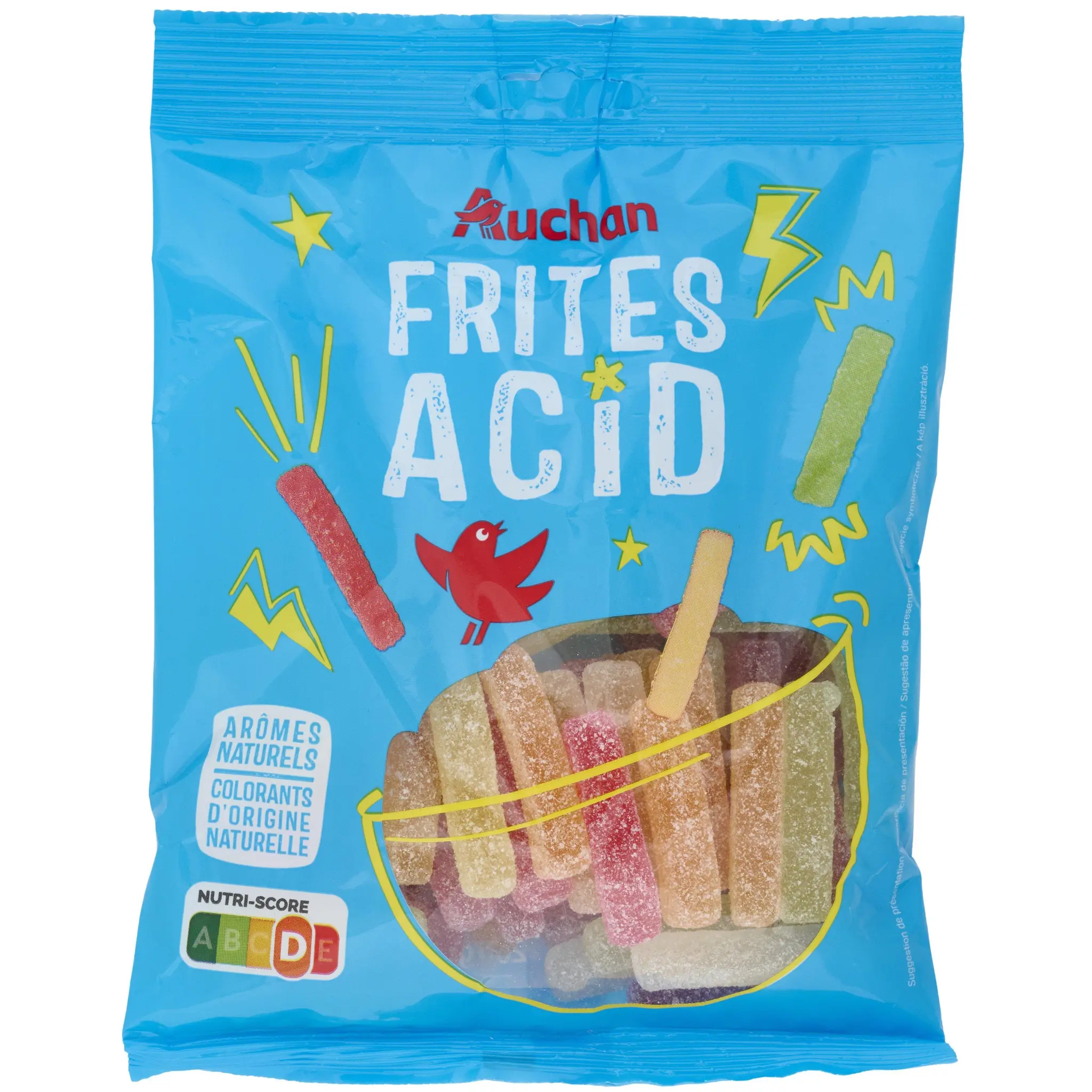 AUCHAN Bonbons gélifiés frites acidulées