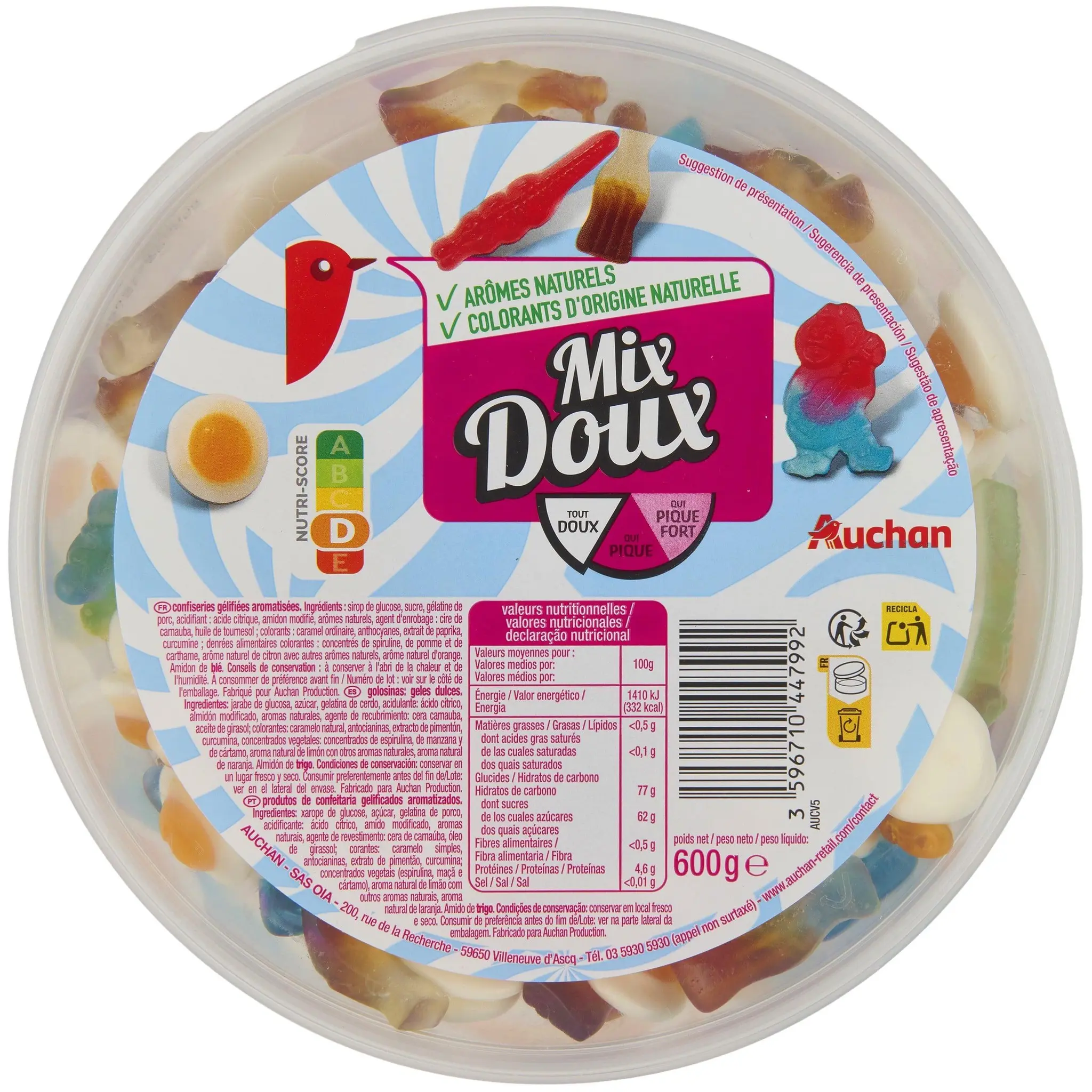 AUCHAN Maxi mix de bonbons gélifiées