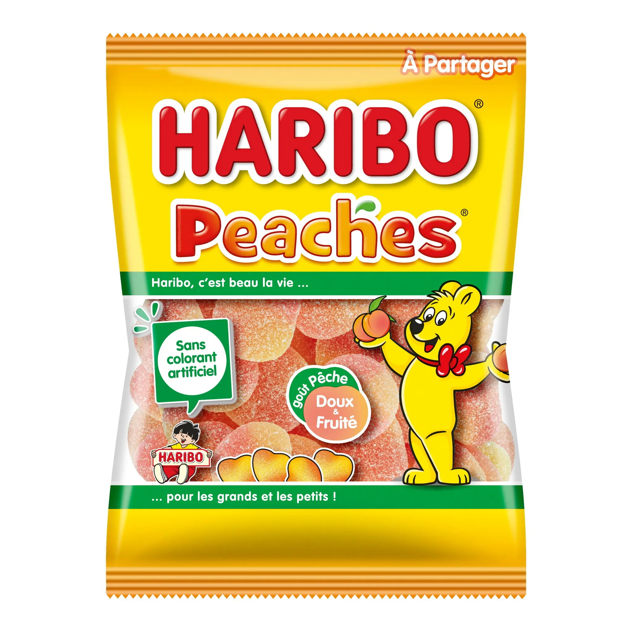 HARIBO Bonbons gélifiés Peaches goût pêche doux et fruité