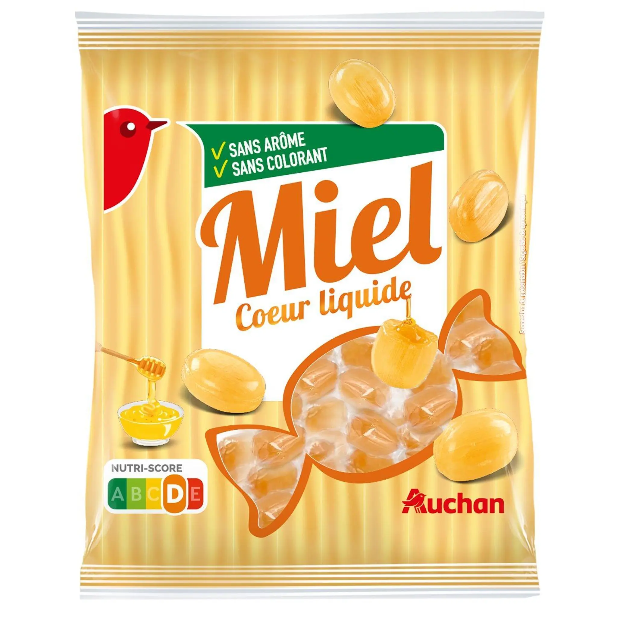AUCHAN Bonbons fourrés au miel