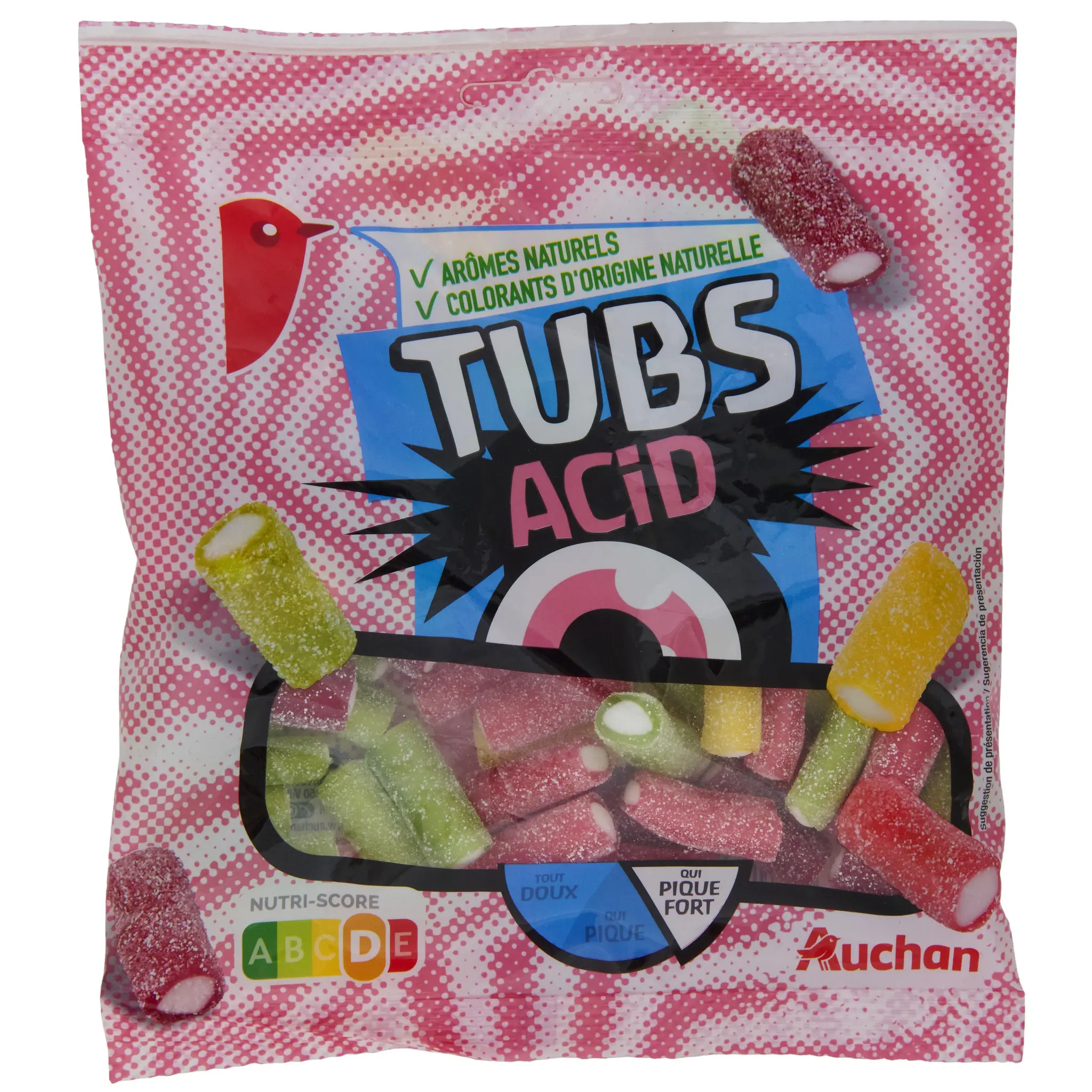 AUCHAN Bonbons gélifiés tubs acid