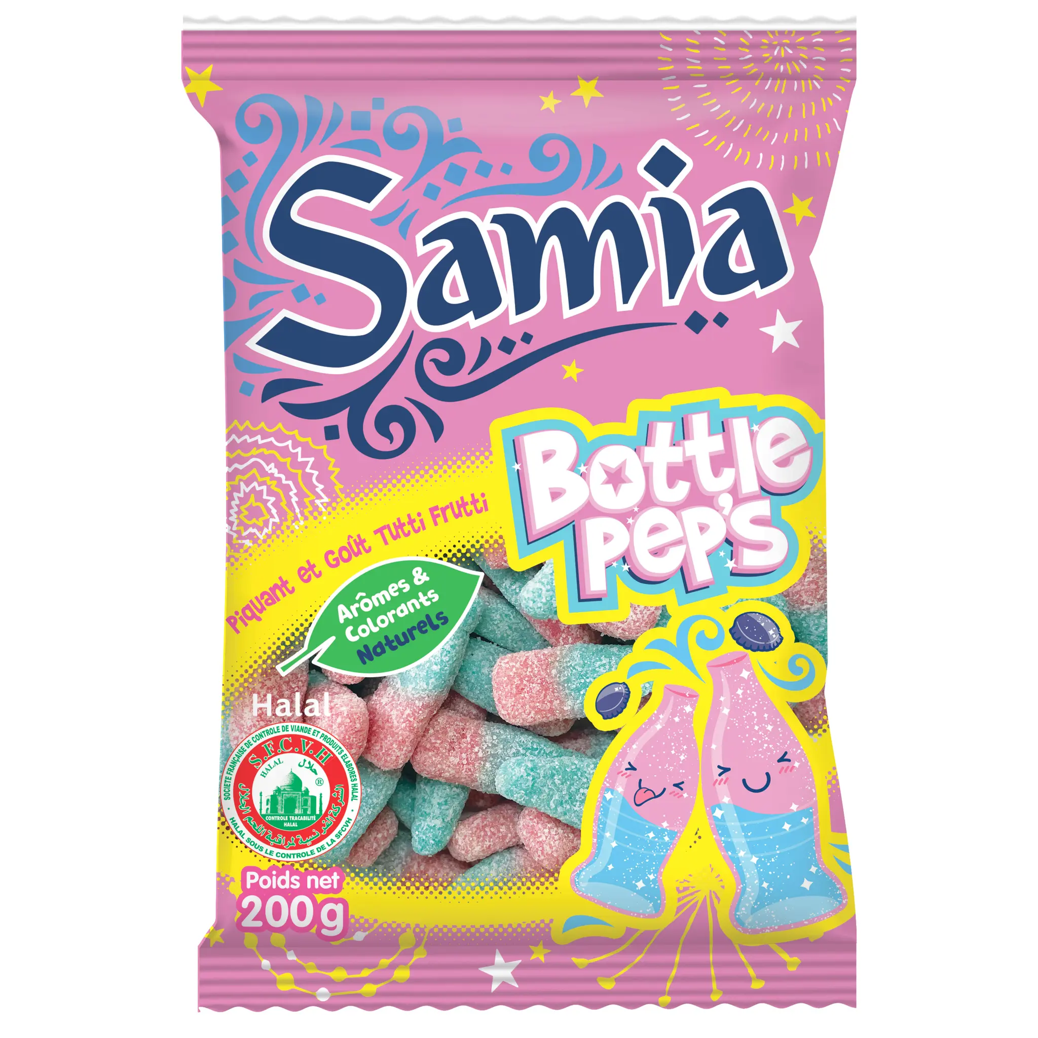 SAMIA Bonbon halal bottle pep's piquant goût tutti frutti