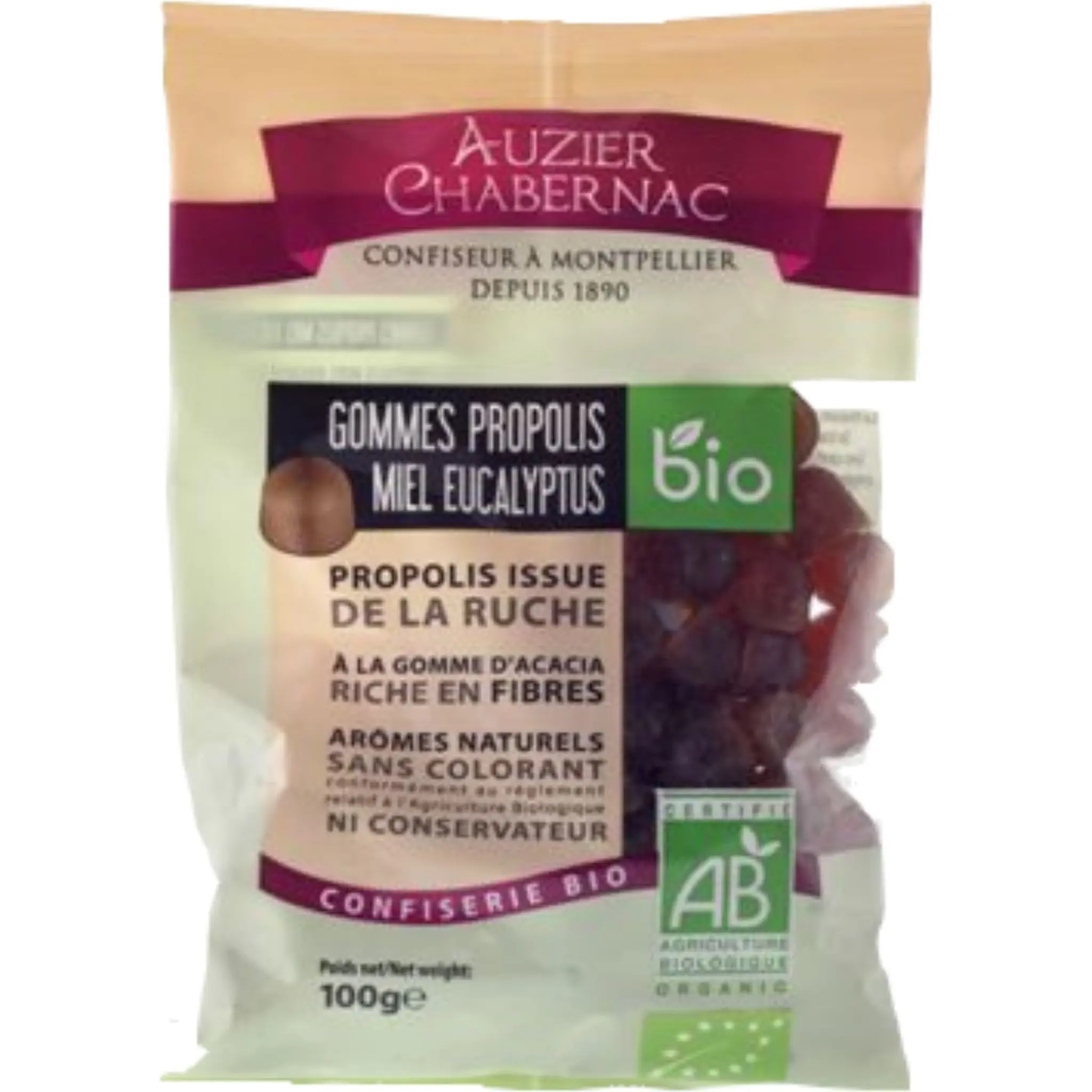 AUIER CHABERNANC Gommes bio au propolis miel et eucalyptus