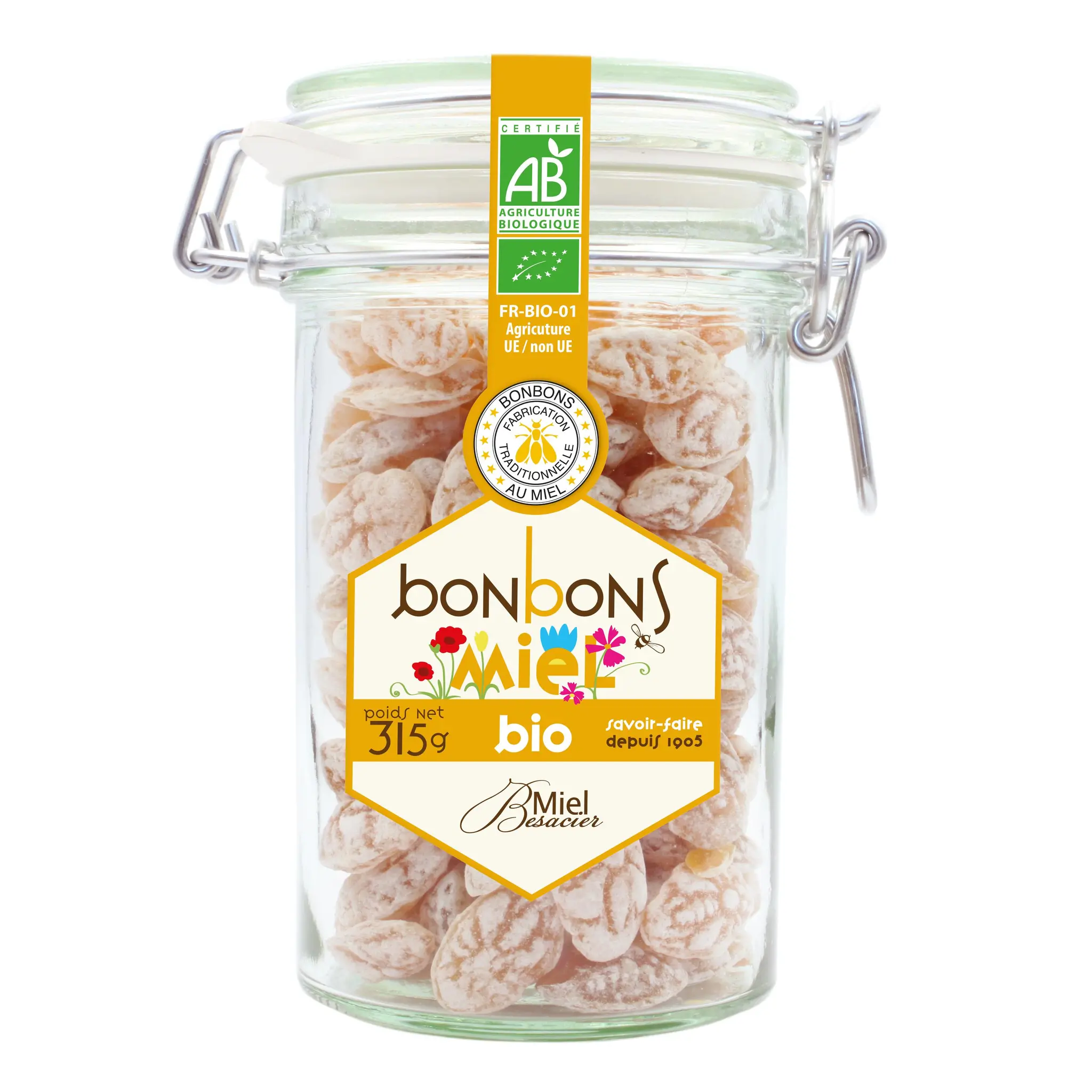 BESACIER Bonbons bio au miel en pot clip