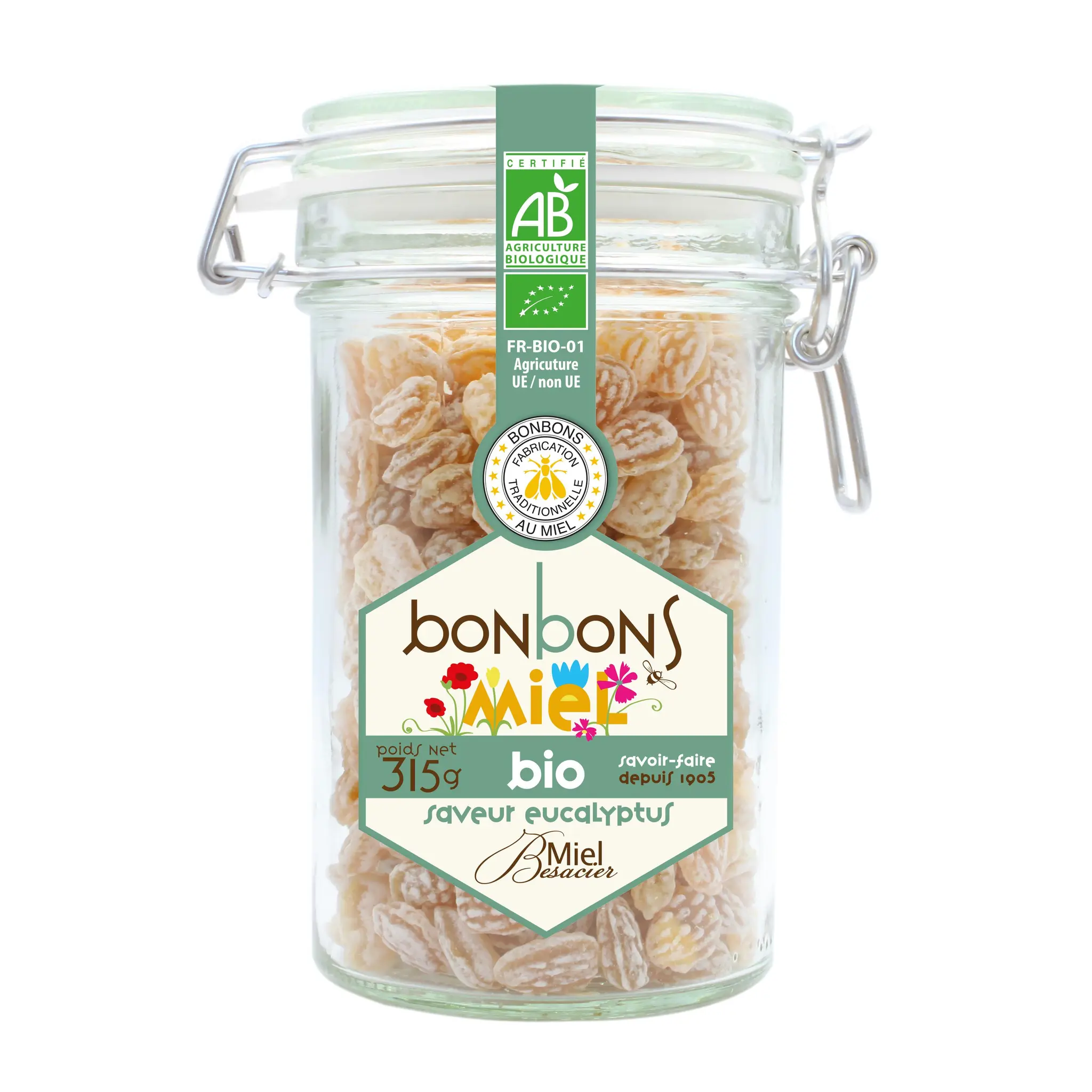 BESACIER Bonbons bio au miel saveur eucalyptus