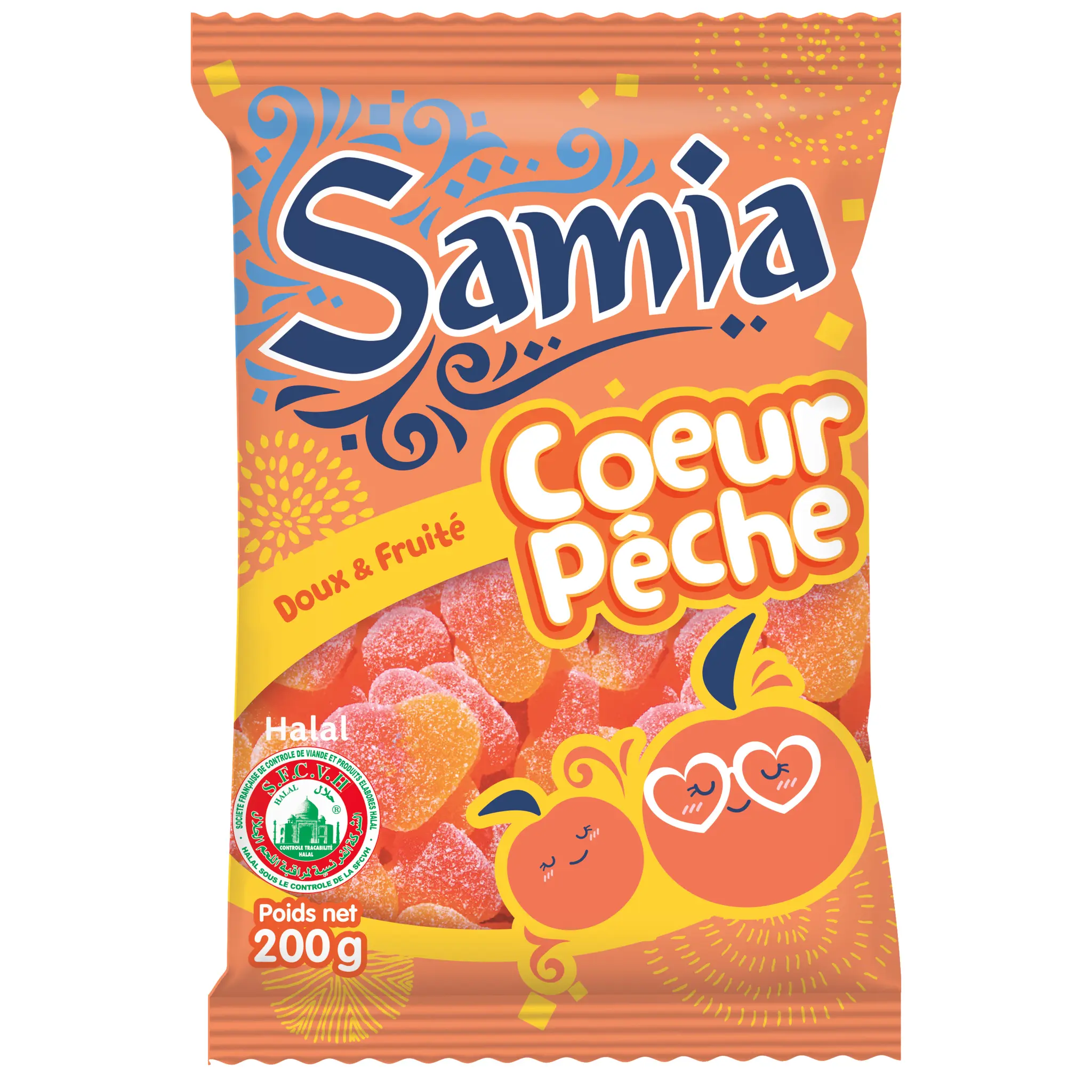 SAMIA Bonbons gélifiés halal coeurs de pêche