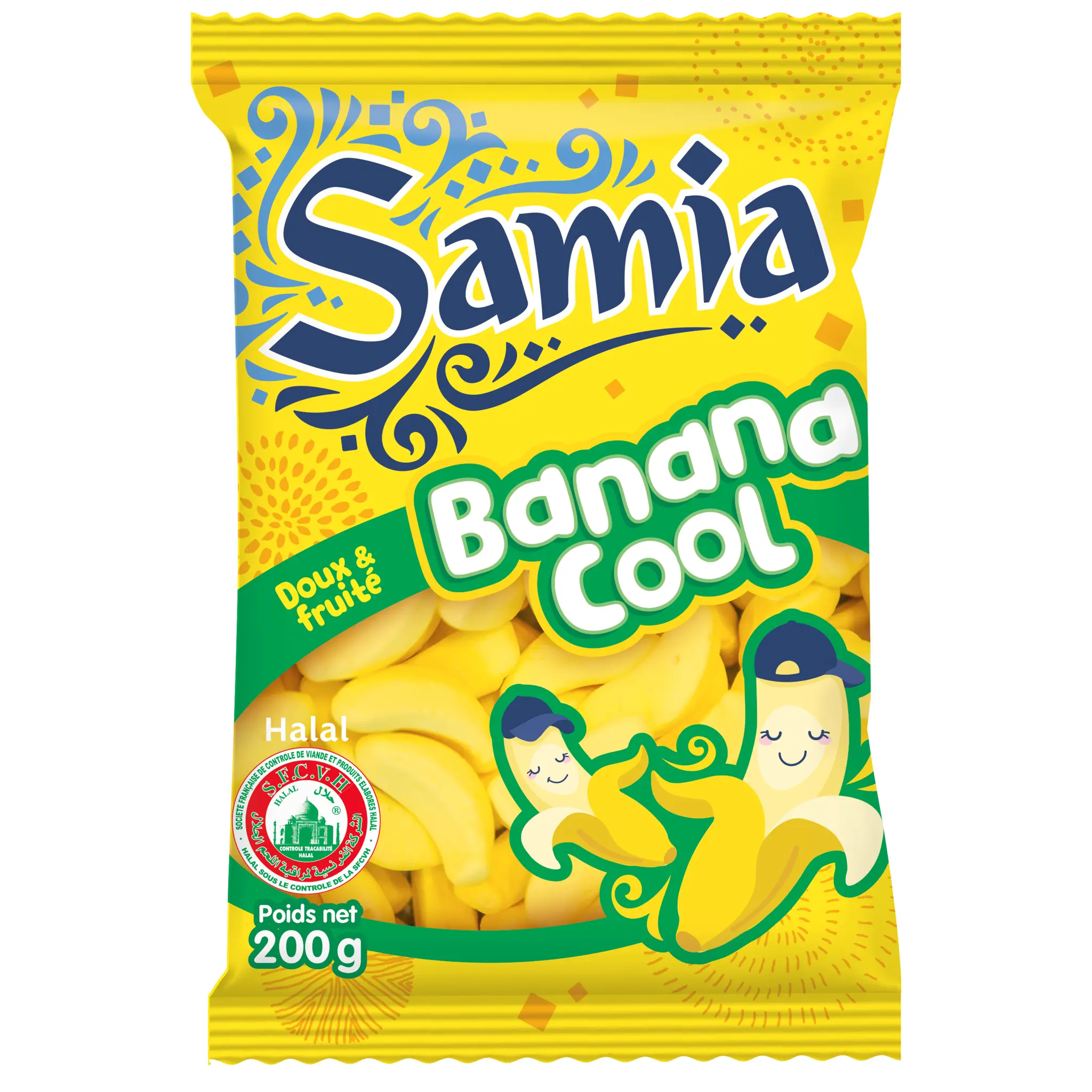 SAMIA Bonbons gélifiés halal Banana cool doux et fruité