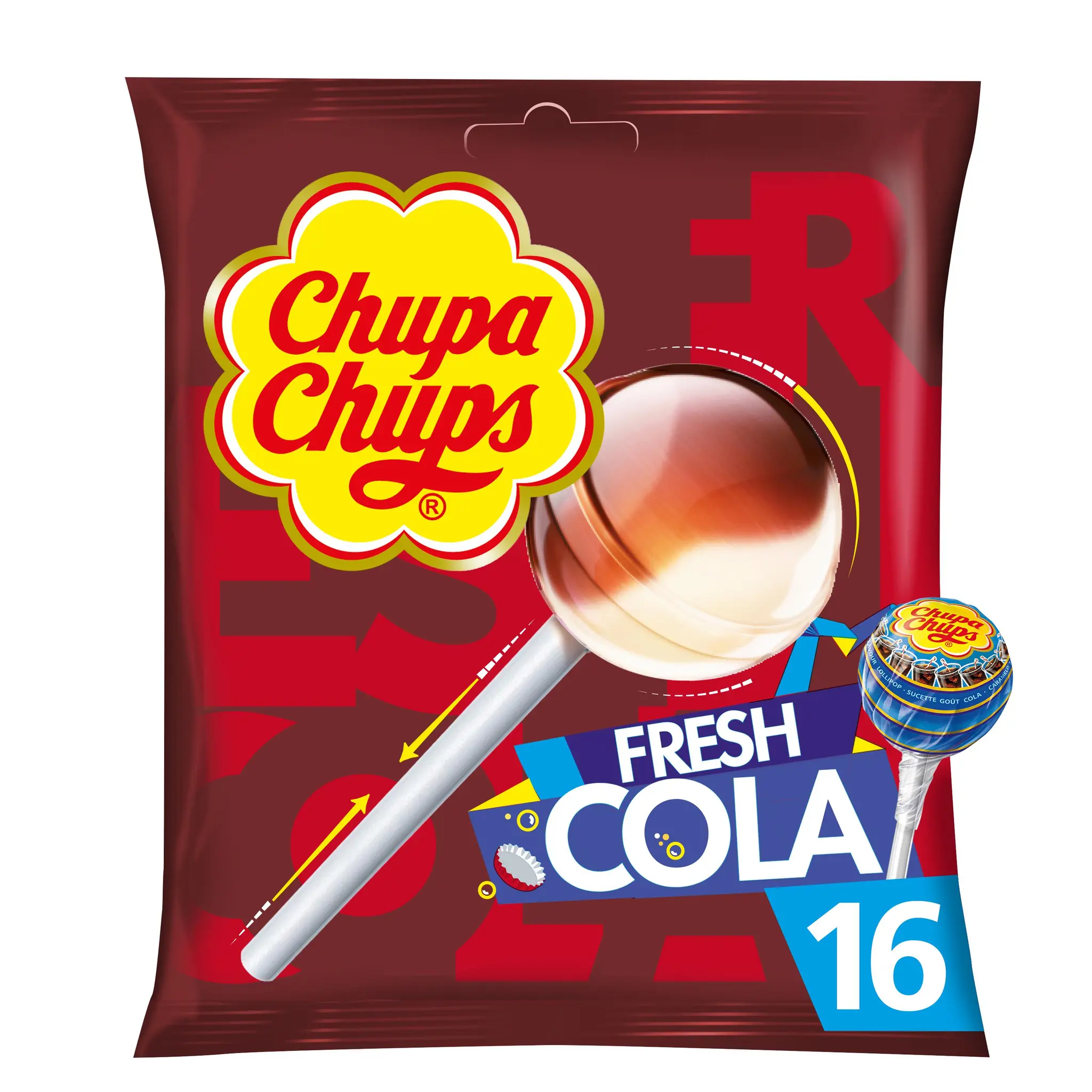 CHUPA CHUPS Sucettes aux goûts cola et cola citron