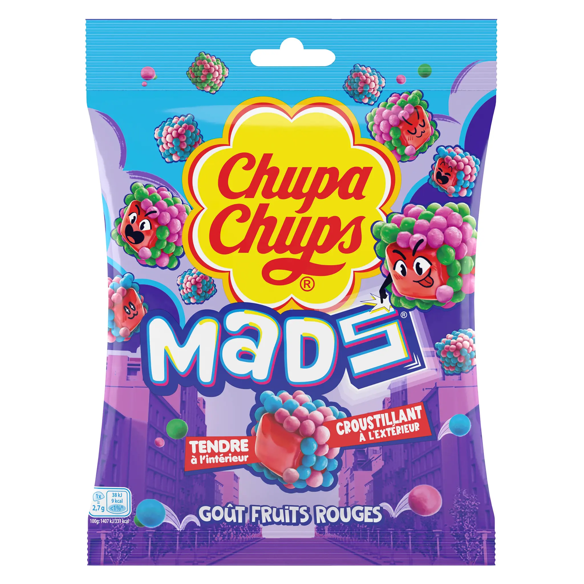 CHUPA CHUPS Mads Bonbons gélifiés goût fruits rouges