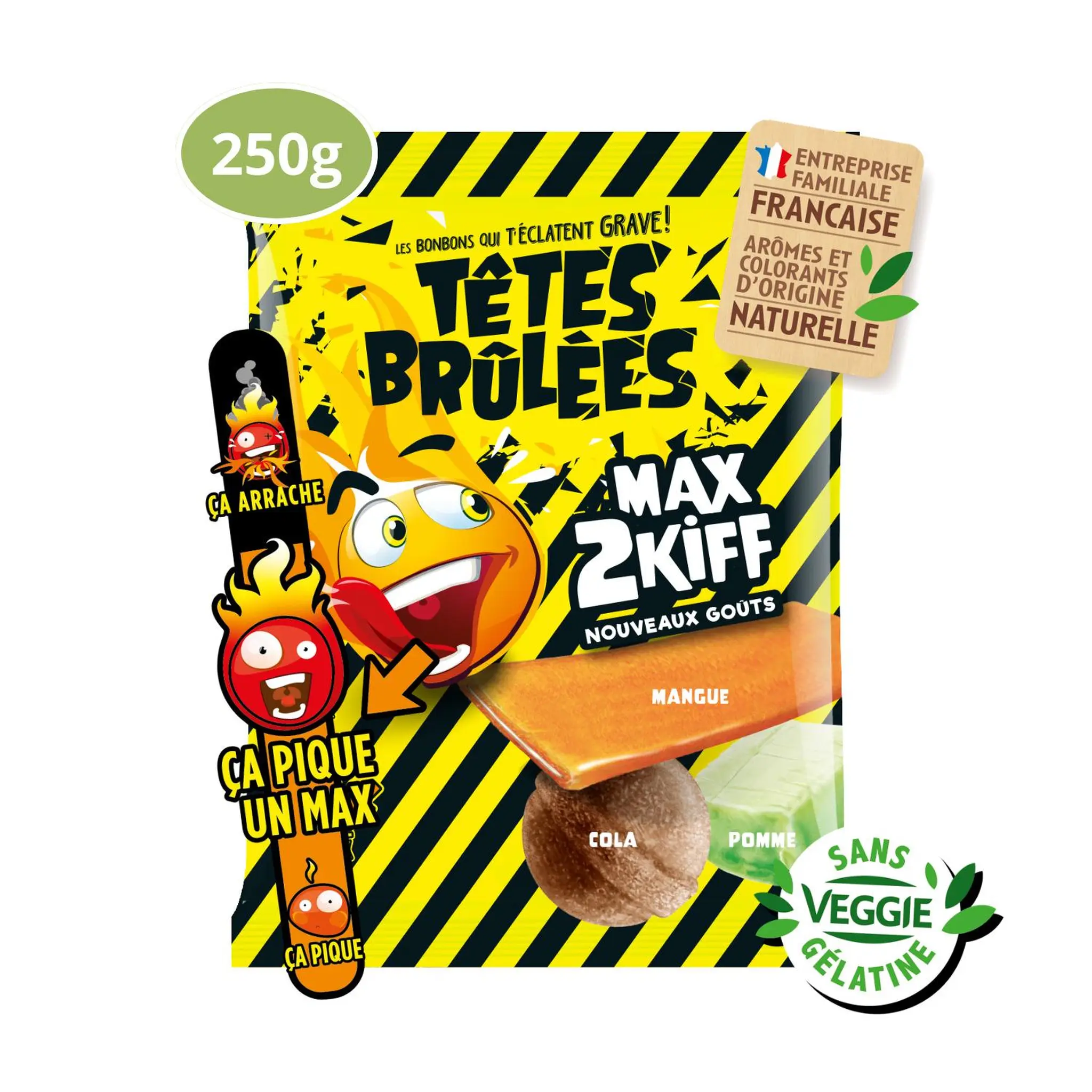 TÊTES BRÛLÉES Bonbons acidulés max2kiff goût cola mangue et pomme