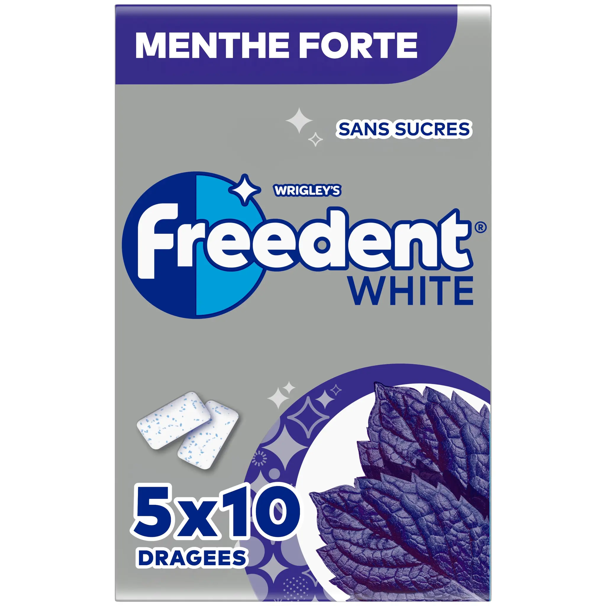 FREEDENT White chewing-gums sans sucres menthe forte