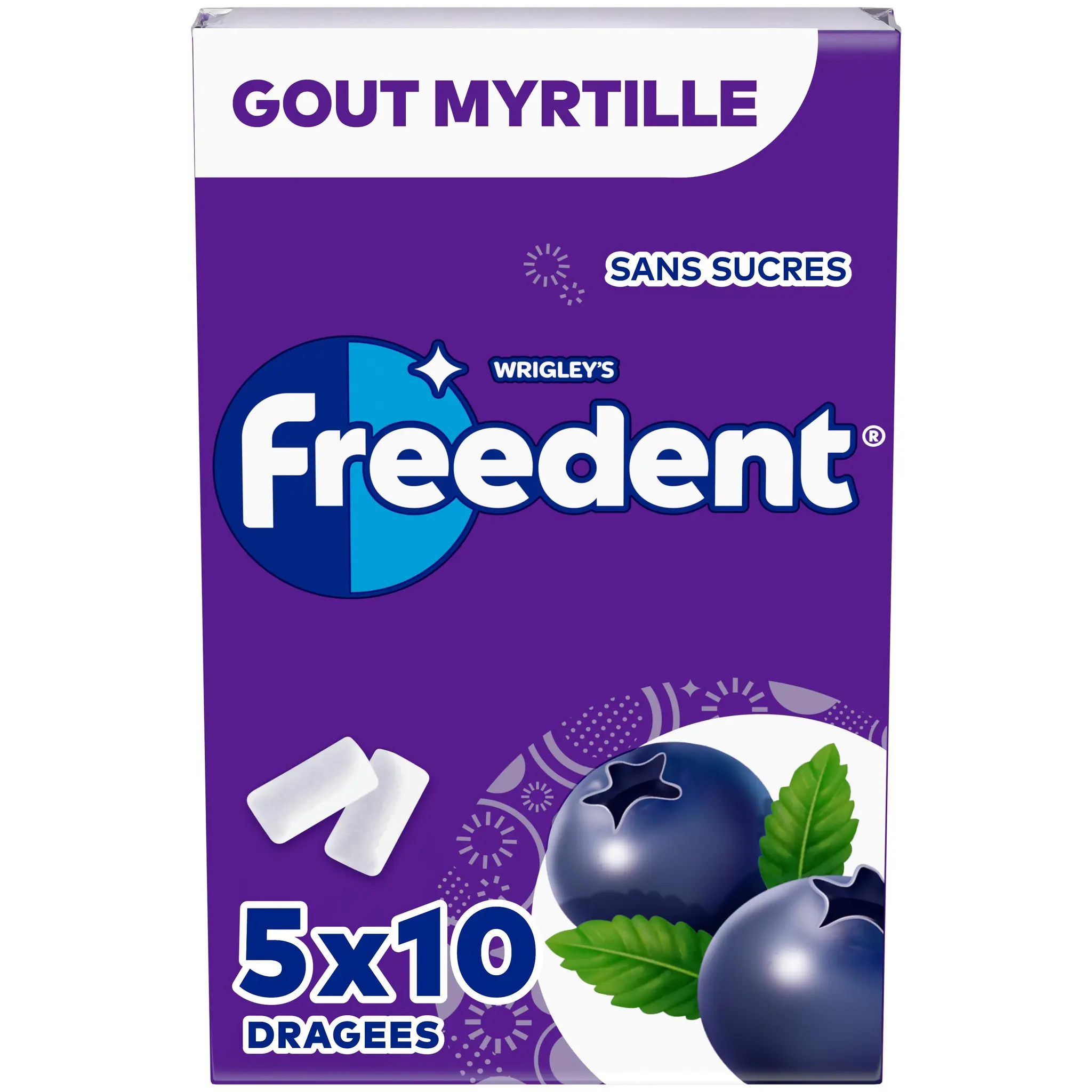 FREEDENT Chewing-gums sans sucres menthe myrtille