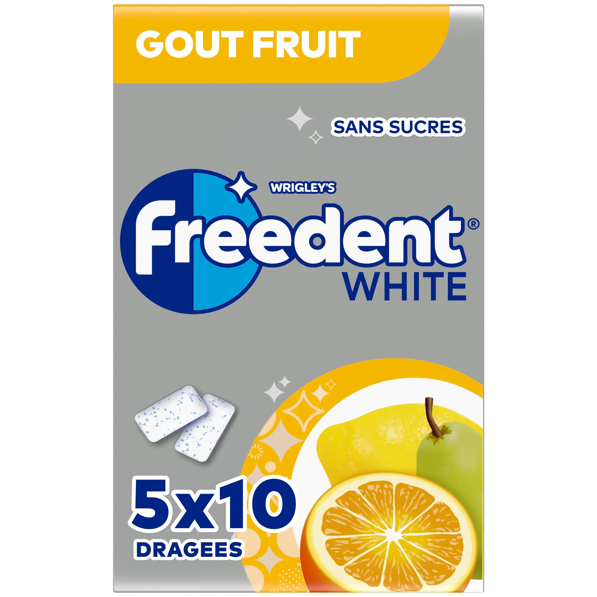 FREEDENT White chewing-gums sans sucres aux fruits citron poire