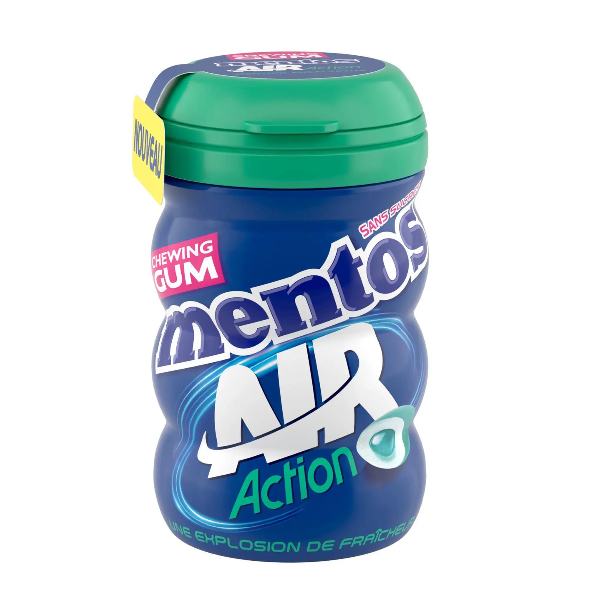 MENTOS Chewing-gum air action sans sucres à la menthe