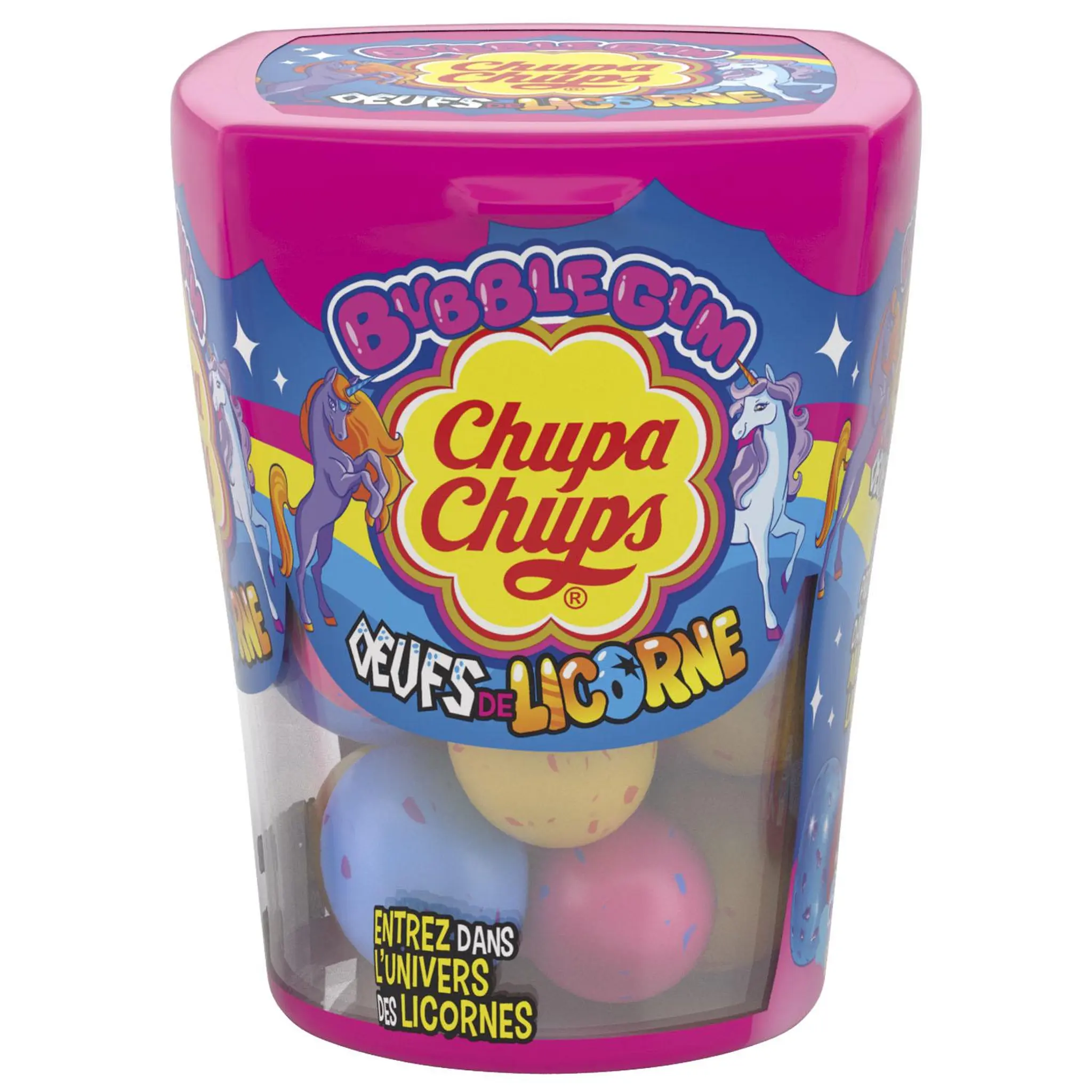 CHUPA CHUPS Bonbons fourré au chewing gum goût fraise myrtille et banane