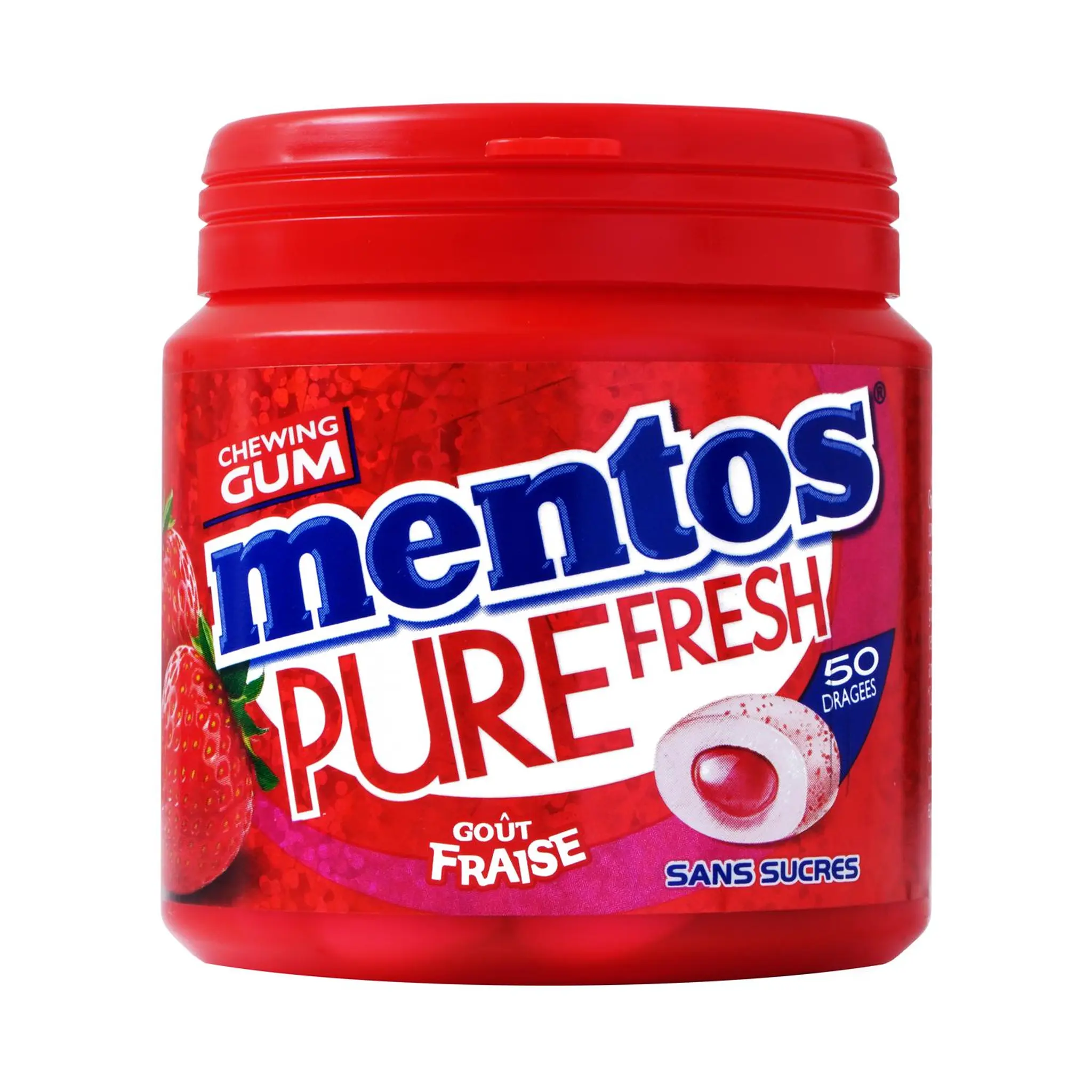 MENTOS Pure fresh chewing gum goût fraise sans sucres