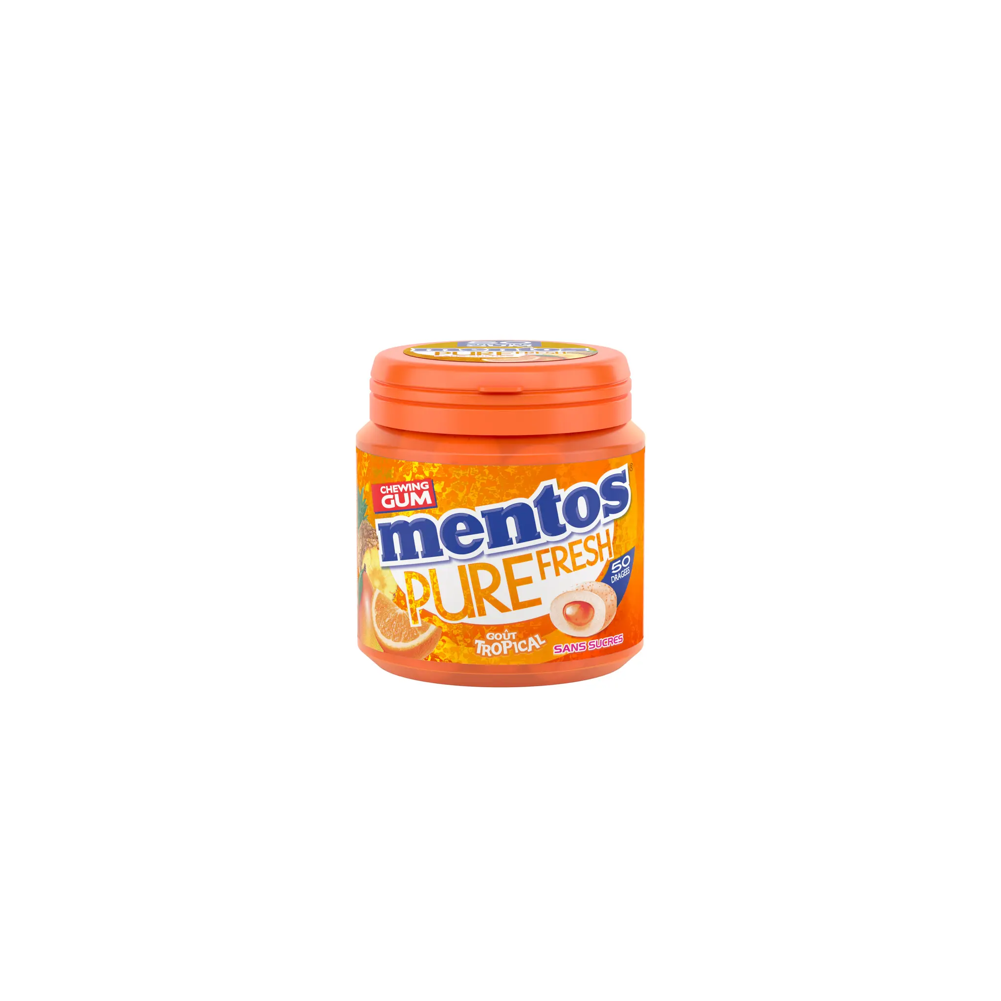 MENTOS Bonbons tendres dragéifiés PureFresh saveur tropical sans sucres