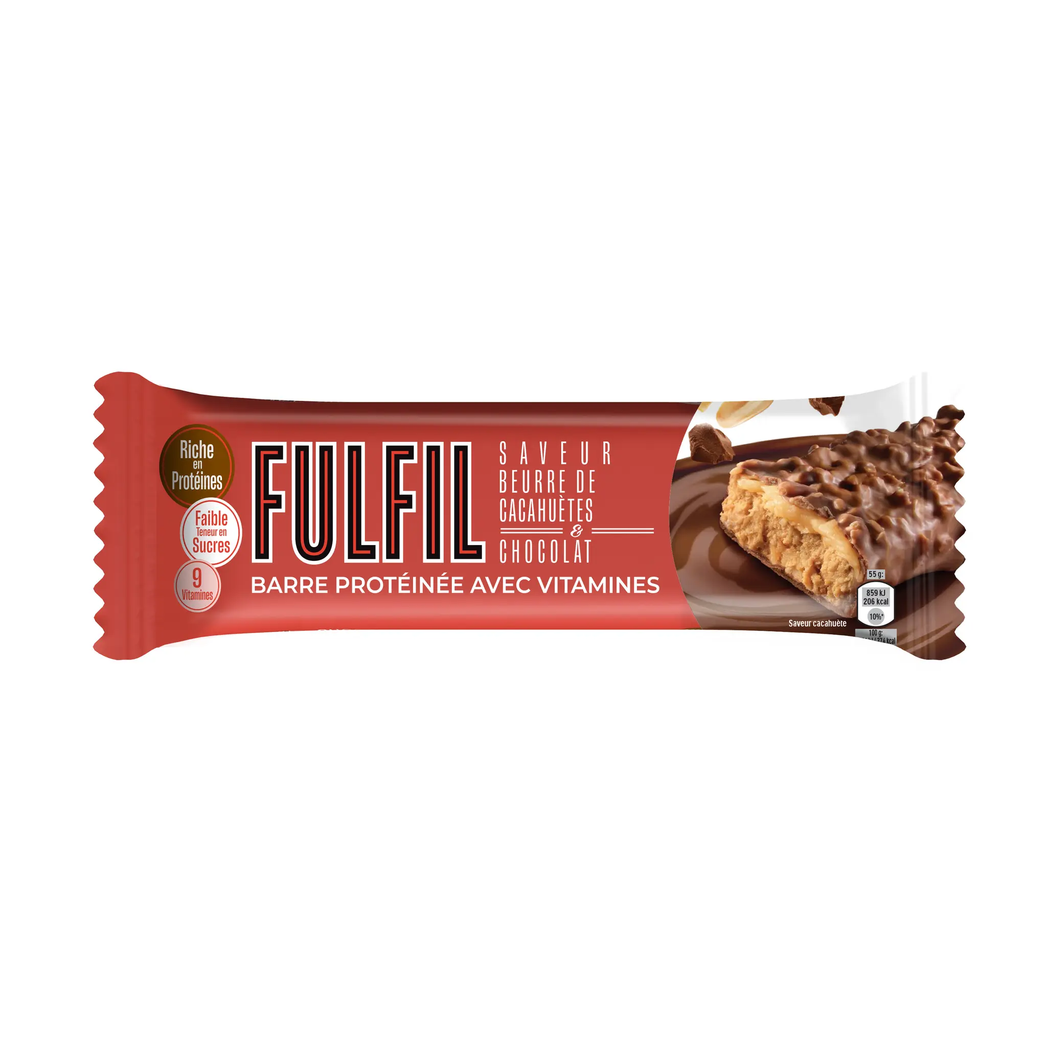 FULFIL Barre protéinée saveur beurre de cacahuètes et chocolat avec vitamines