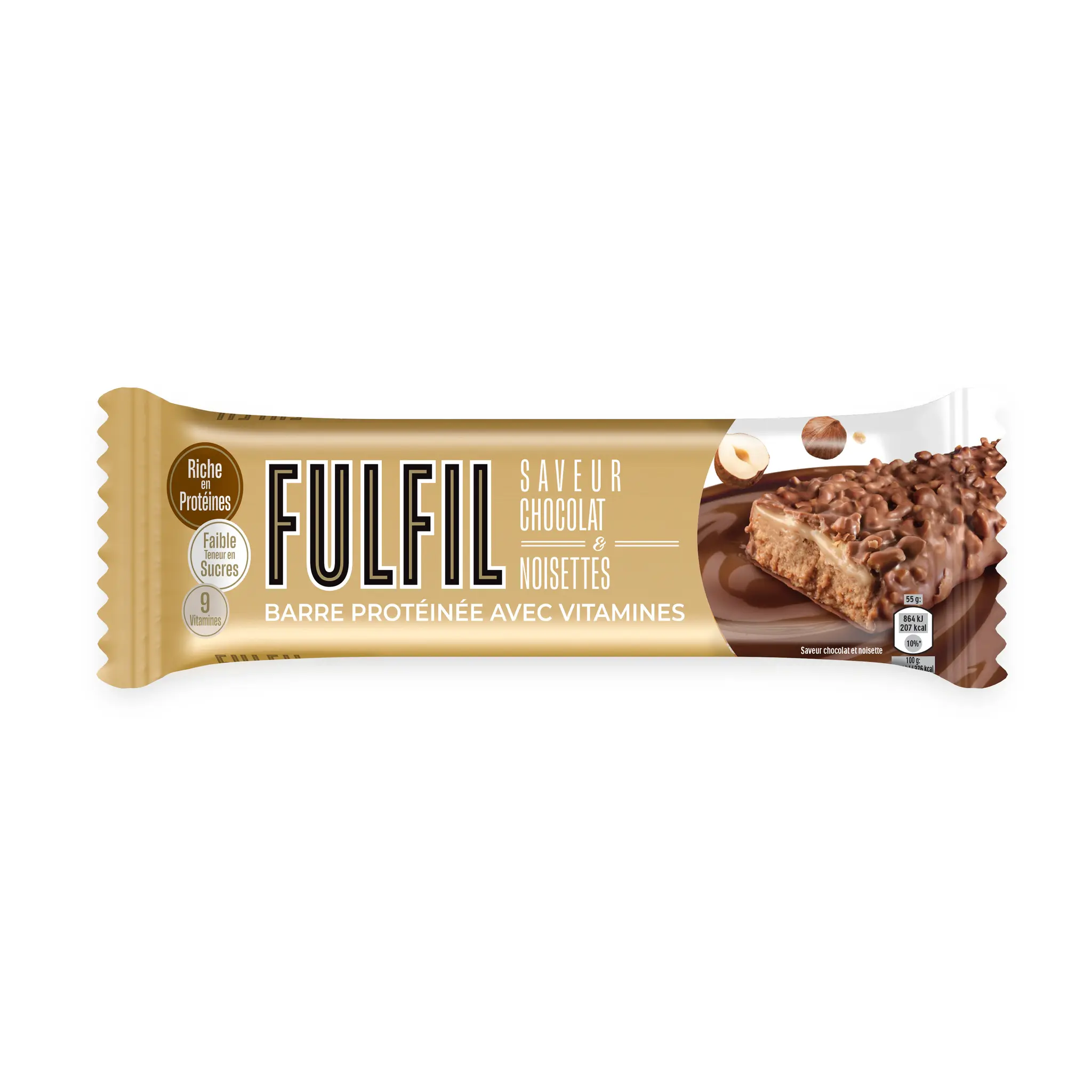 FULFIL Barre protéiné saveur chocolat et noisettes avec vitami,es