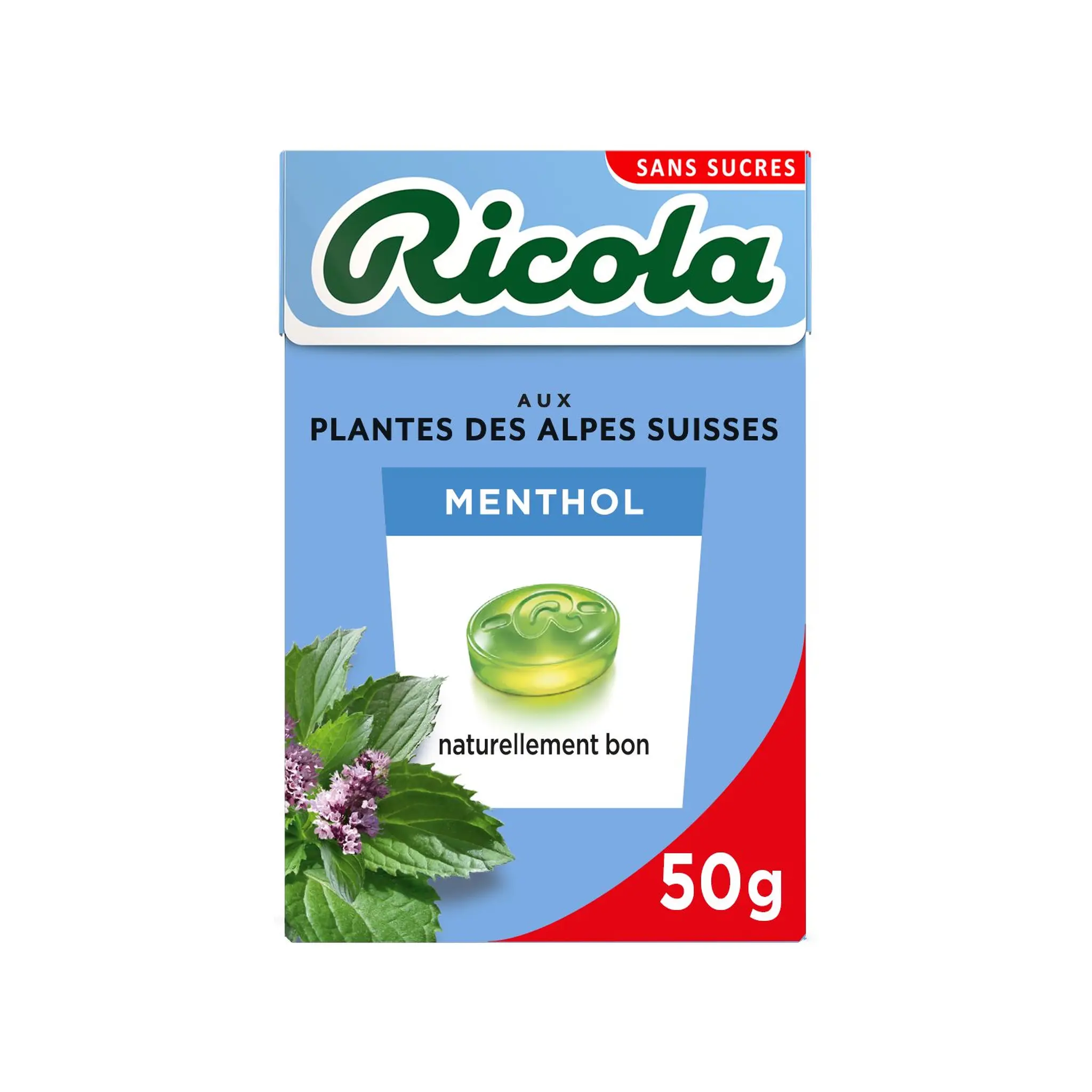 RICOLA Bonbons suisses aux plantes sans sucres saveur menthol