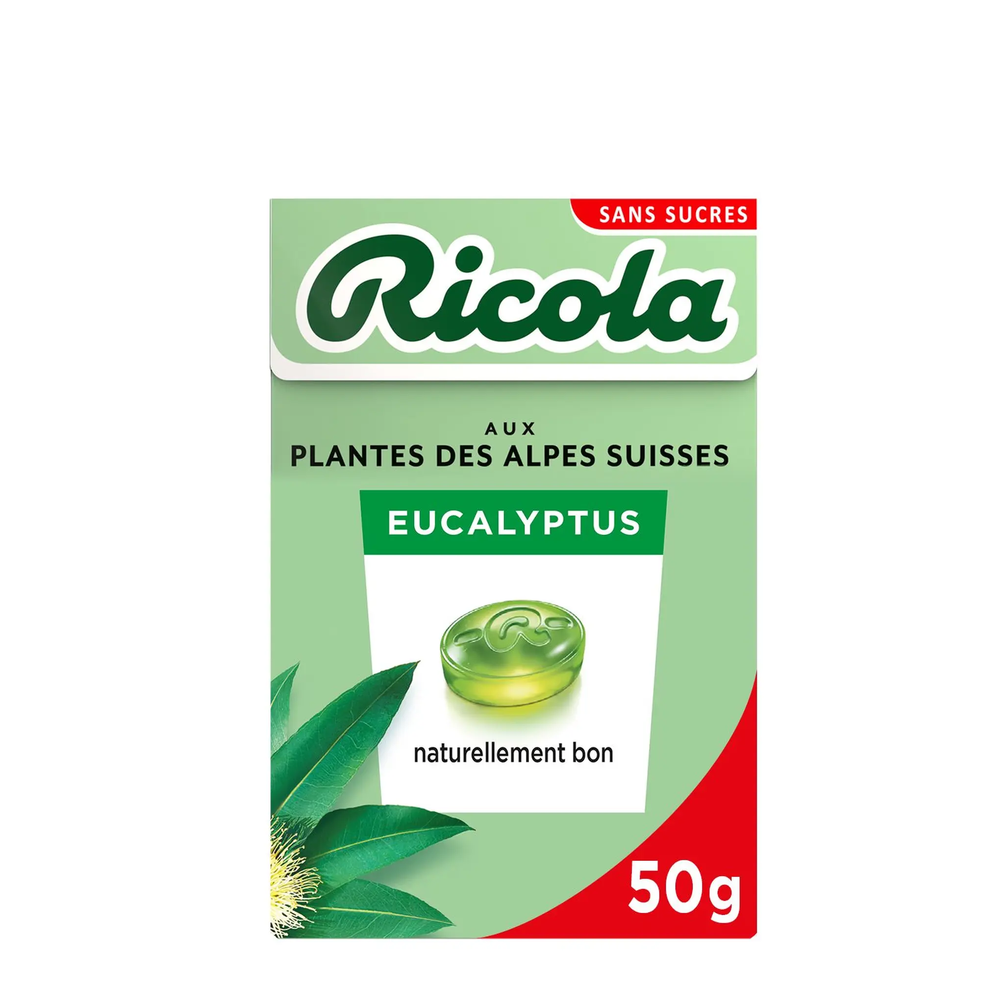 RICOLA Bonbons suisses aux plantes sans sucres saveur eucalypthus