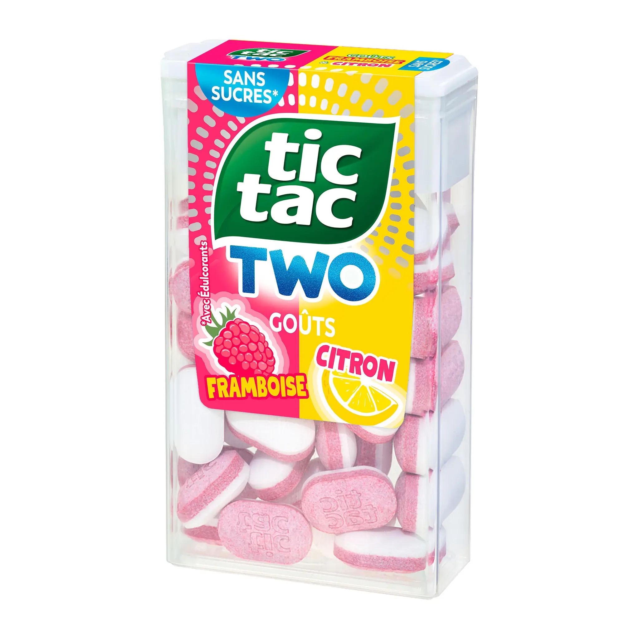 TIC TAC Pastilles bigoût framboise et citron sans sucres