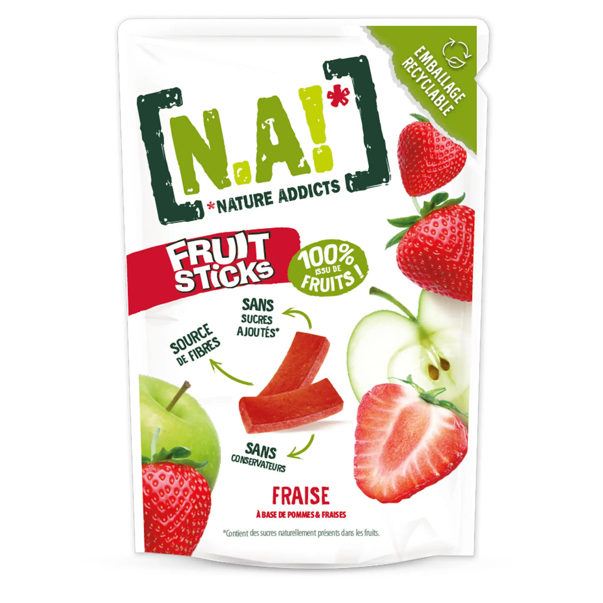 NATURE ADDICTS Fruit sticks fraises et pommes