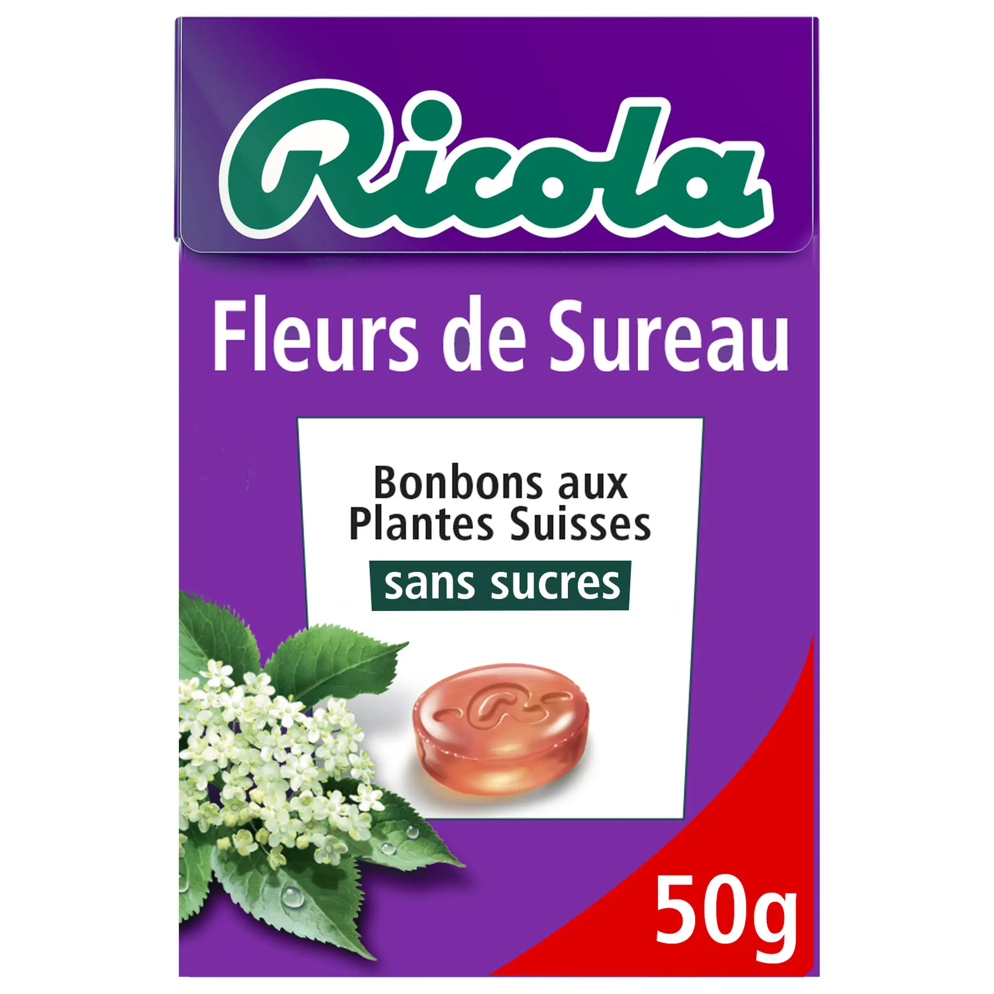 RICOLA Bonbons suisses aux plantes sans sucres saveur fleurs de sureau