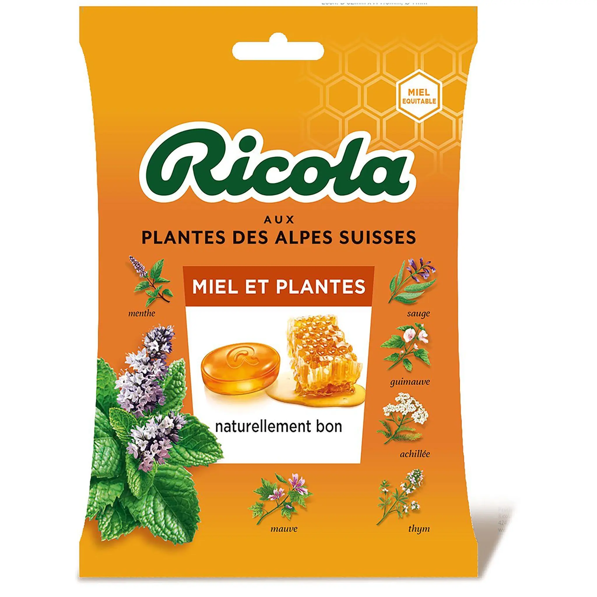 RICOLA Bonbons miel et plantes avec arômes naturels