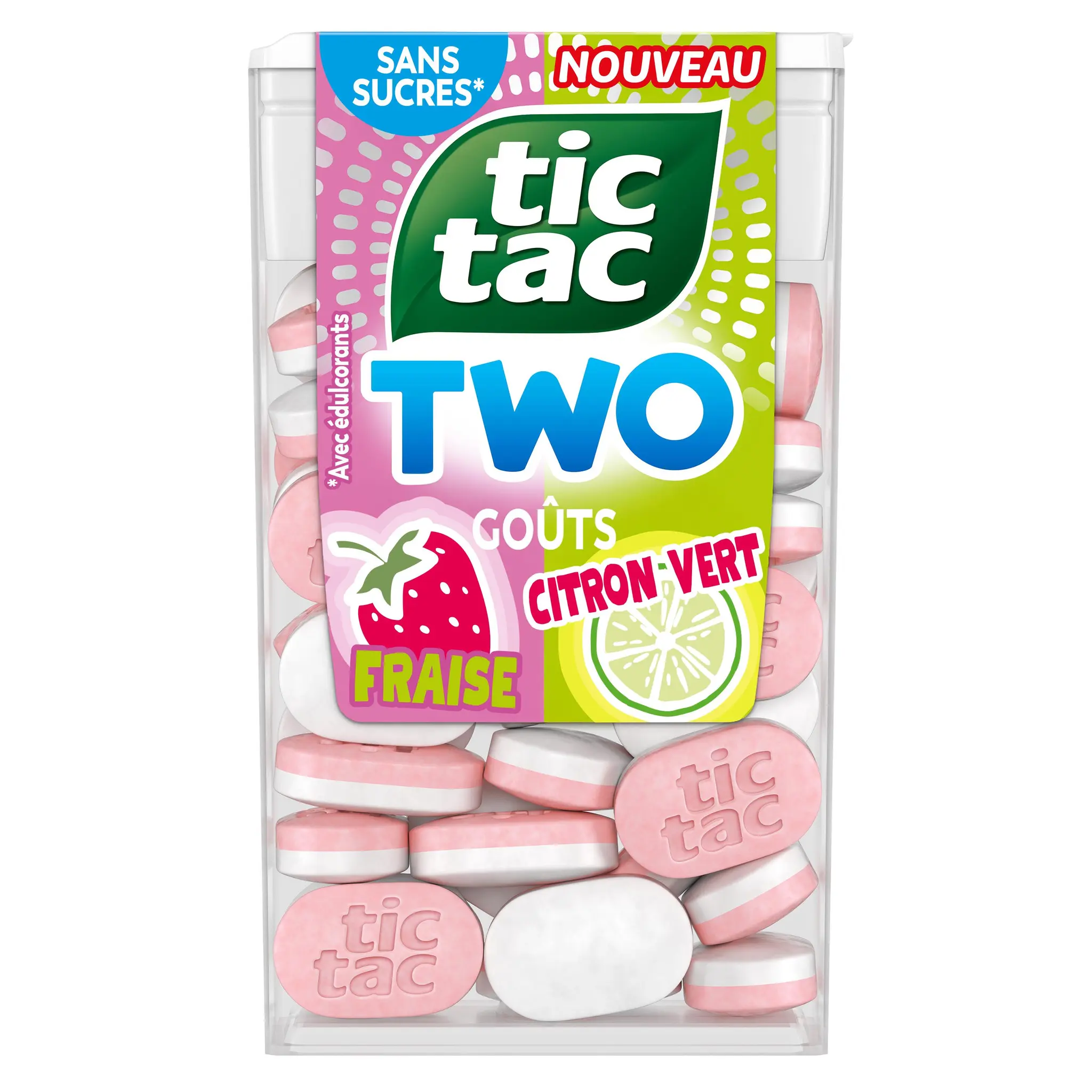TIC TAC Bonbons pastilles bigoût fraise et citron vert sans sucres