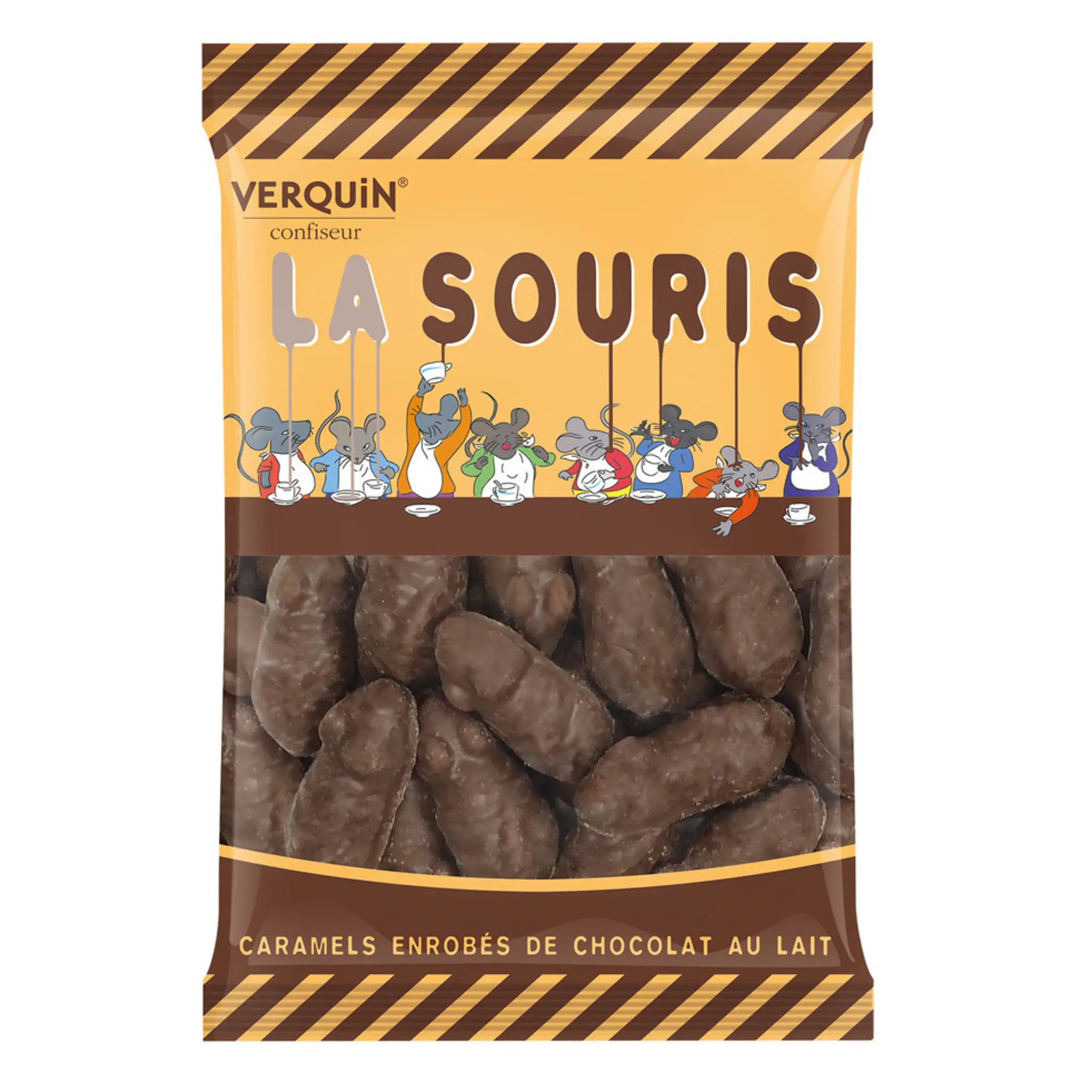 VERQUIN La souris bonbons caramels enrobés de chocolat au lait