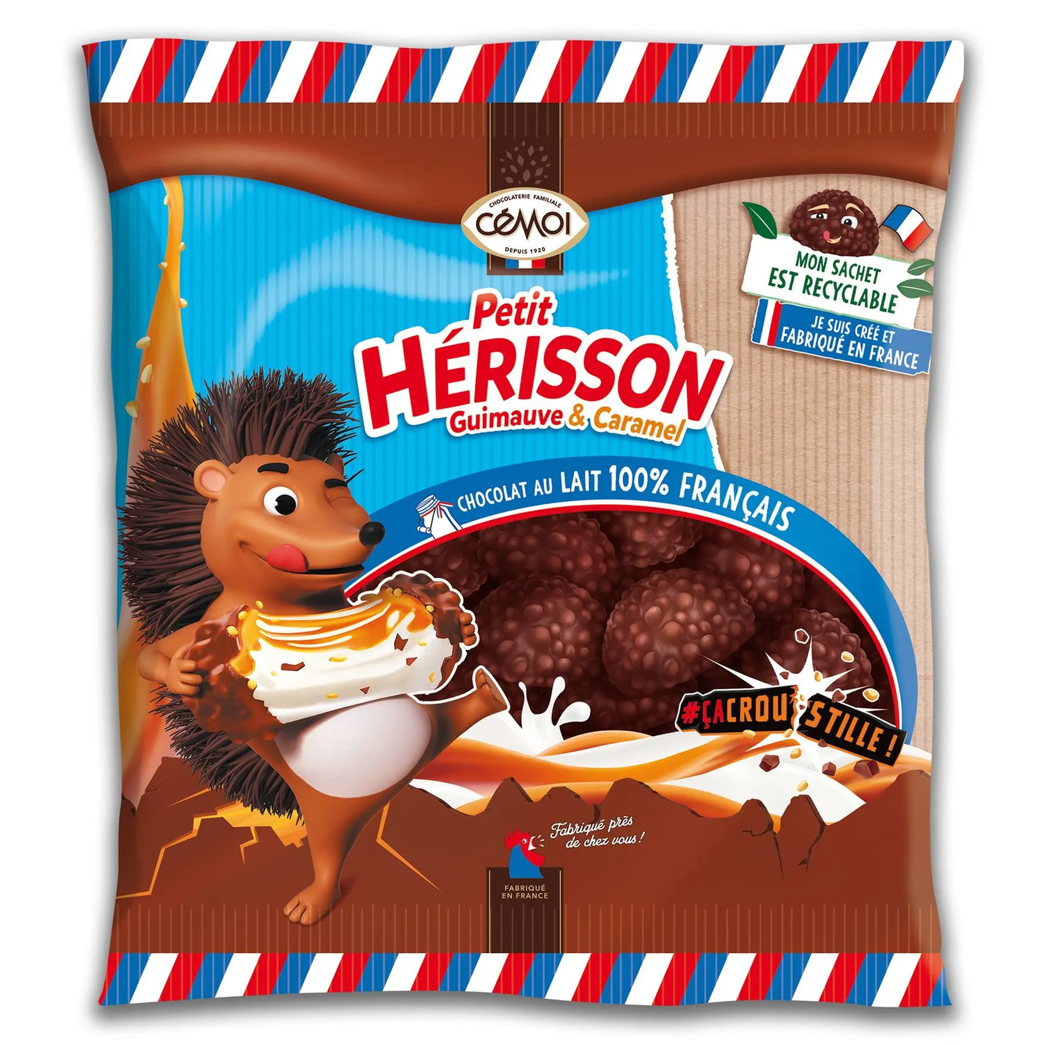 CEMOI Petit hérisson guimauve et caramel chocolat au lait