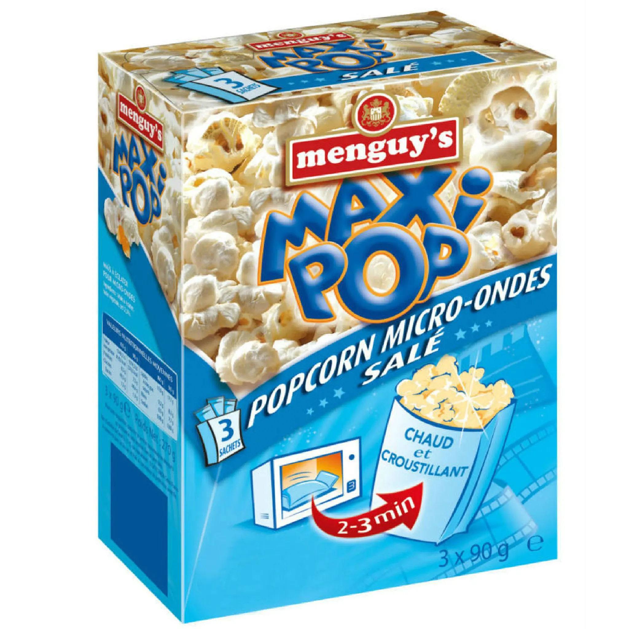 MENGUY'S Maxi pop corn goût salé micro-ondable 2-3 min sans OGM