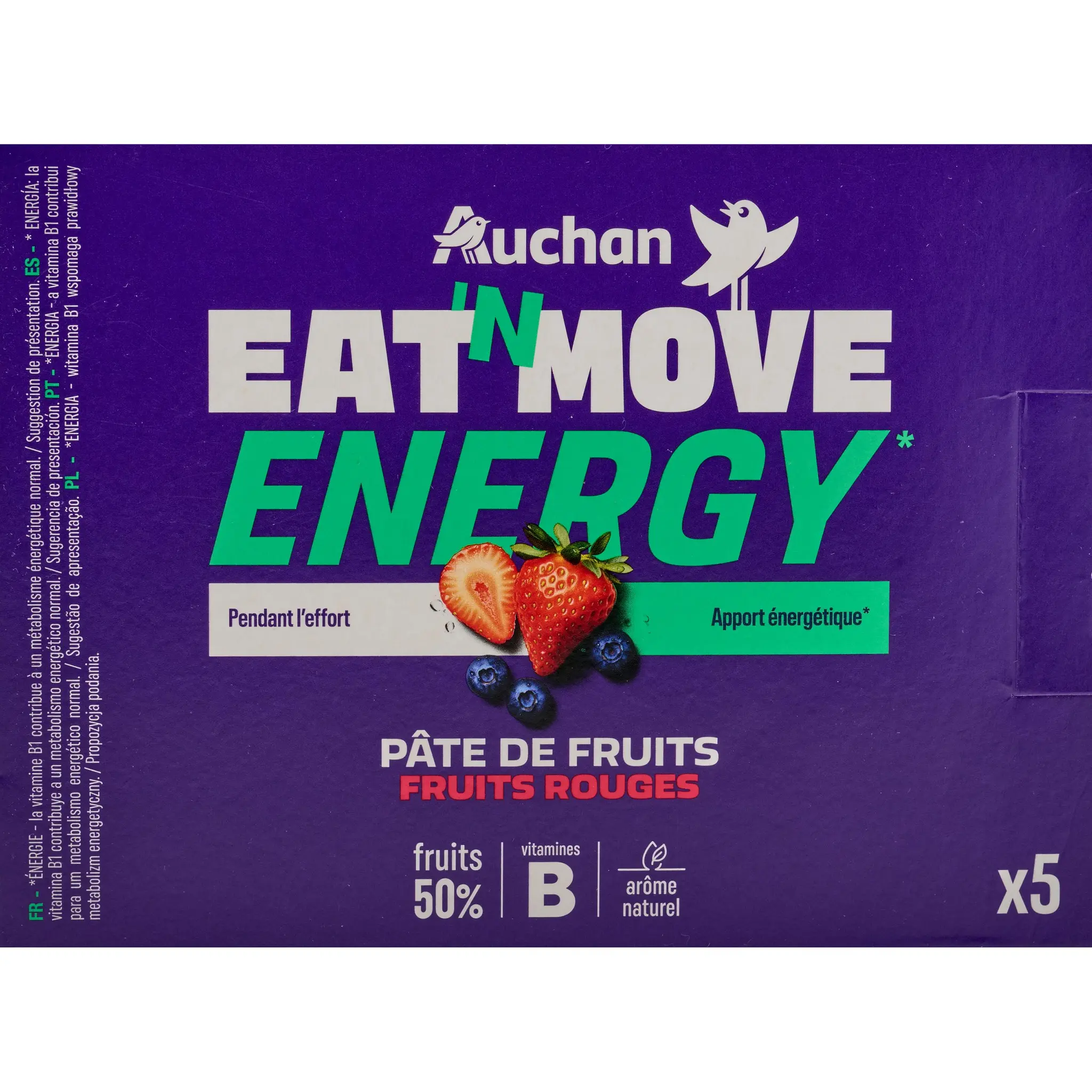 AUCHAN EAT'N MOVE Pâte de fruits Energy fruits rouges