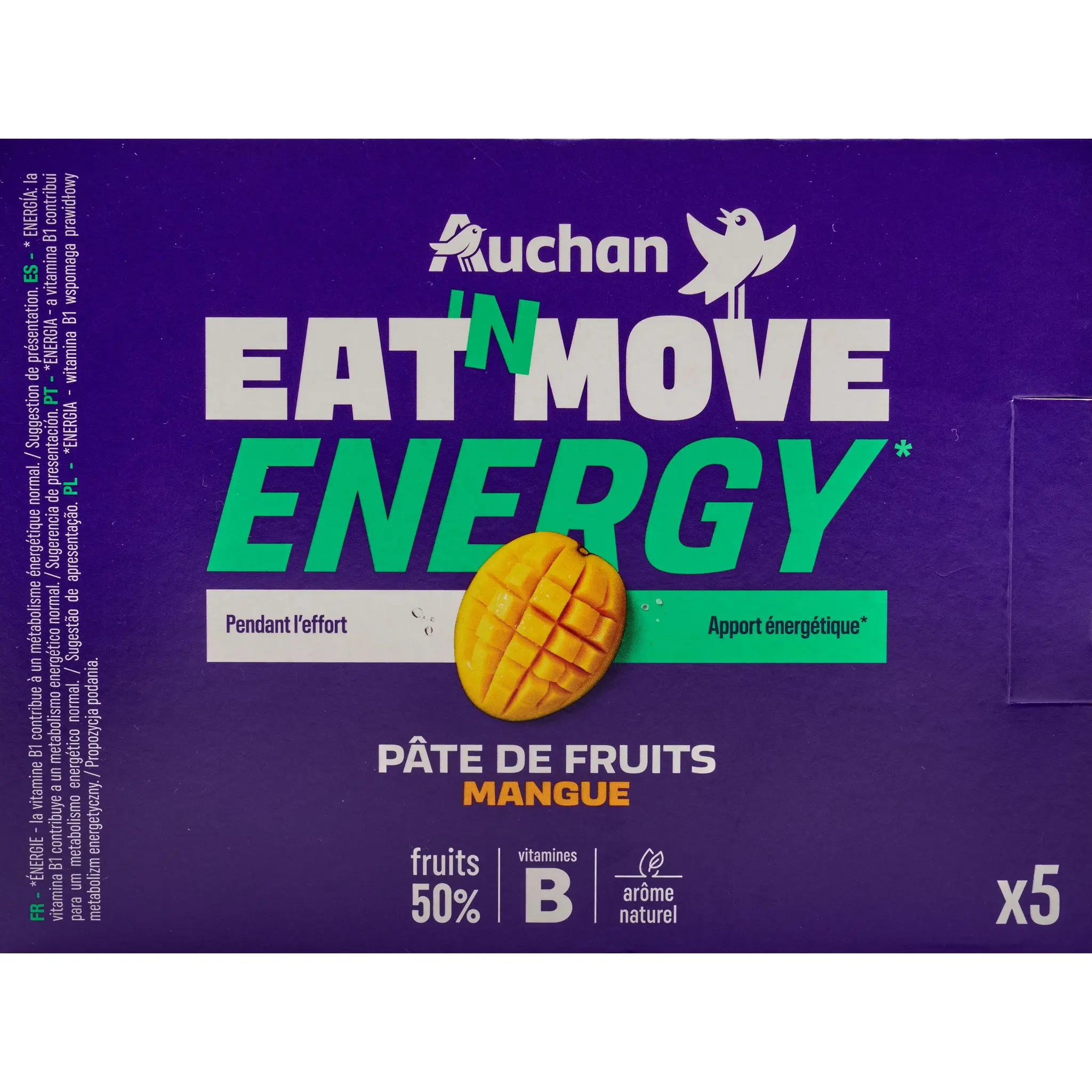 AUCHAN EAT'N MOVE Pâte de fruits mangue pour sportifs