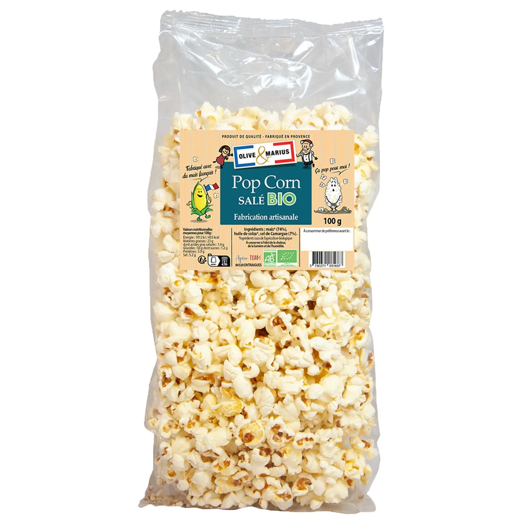 OLIVE & MARIUS Pop corn salé bio