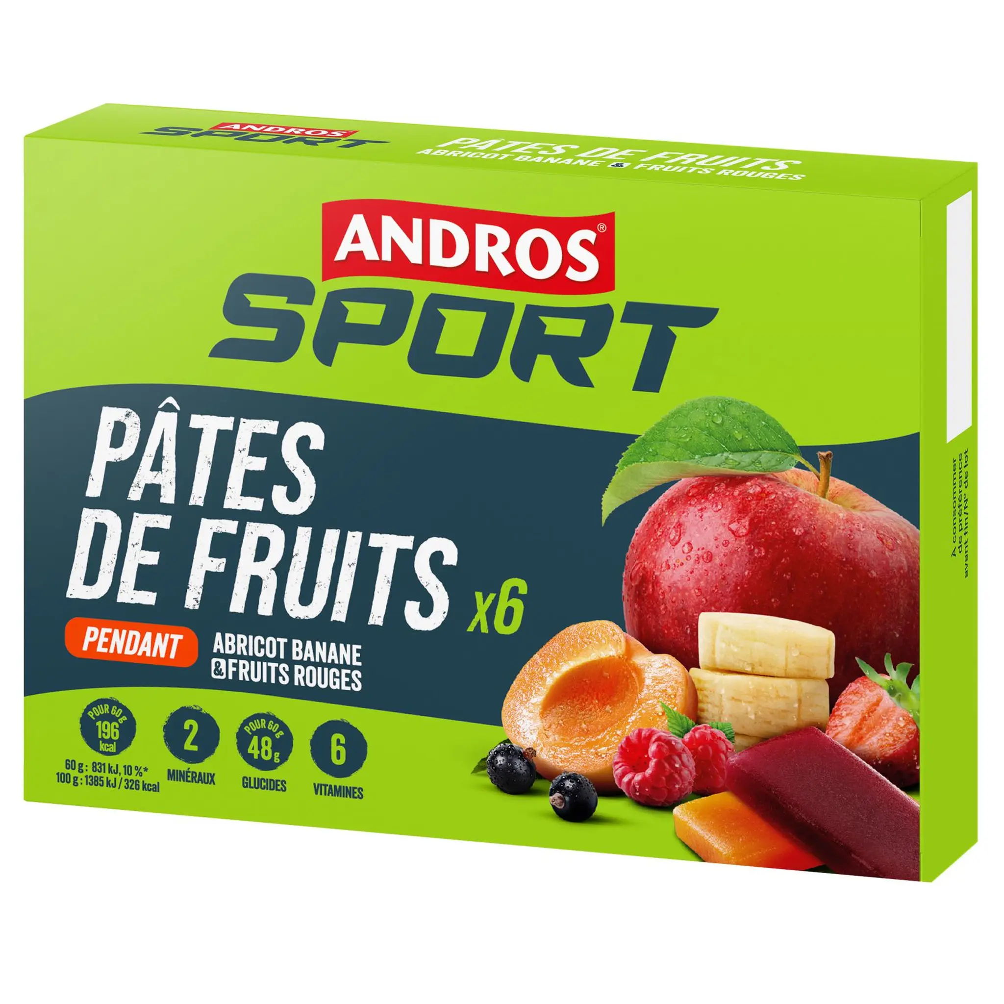 ANDROS Sport Pâtes de fruits énergie à l'abricot banane et fruits rouges