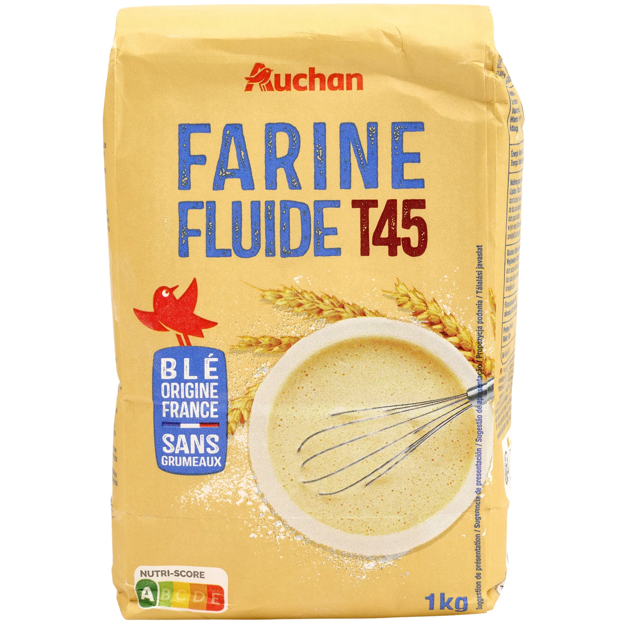 AUCHAN Farine de blé fluide T45 sans grumeaux