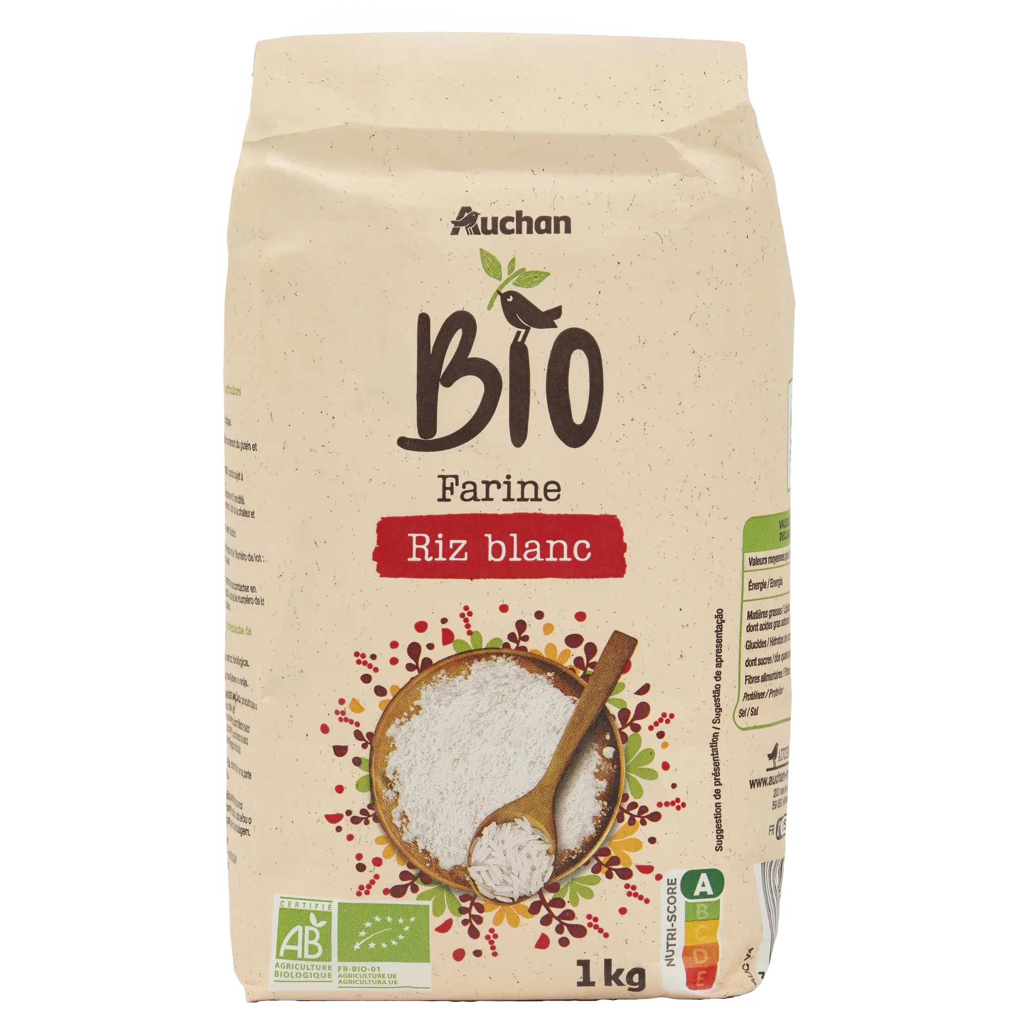 AUCHAN BIO Farine de riz blanc