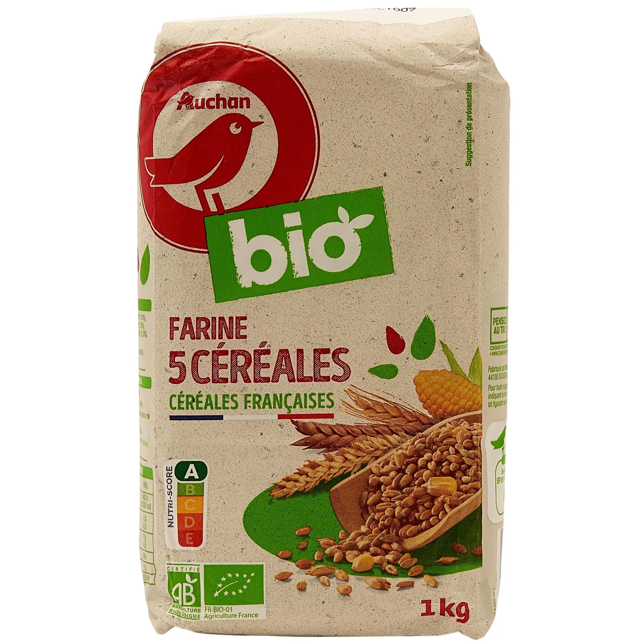 AUCHAN BIO Farine aux 5 céréales