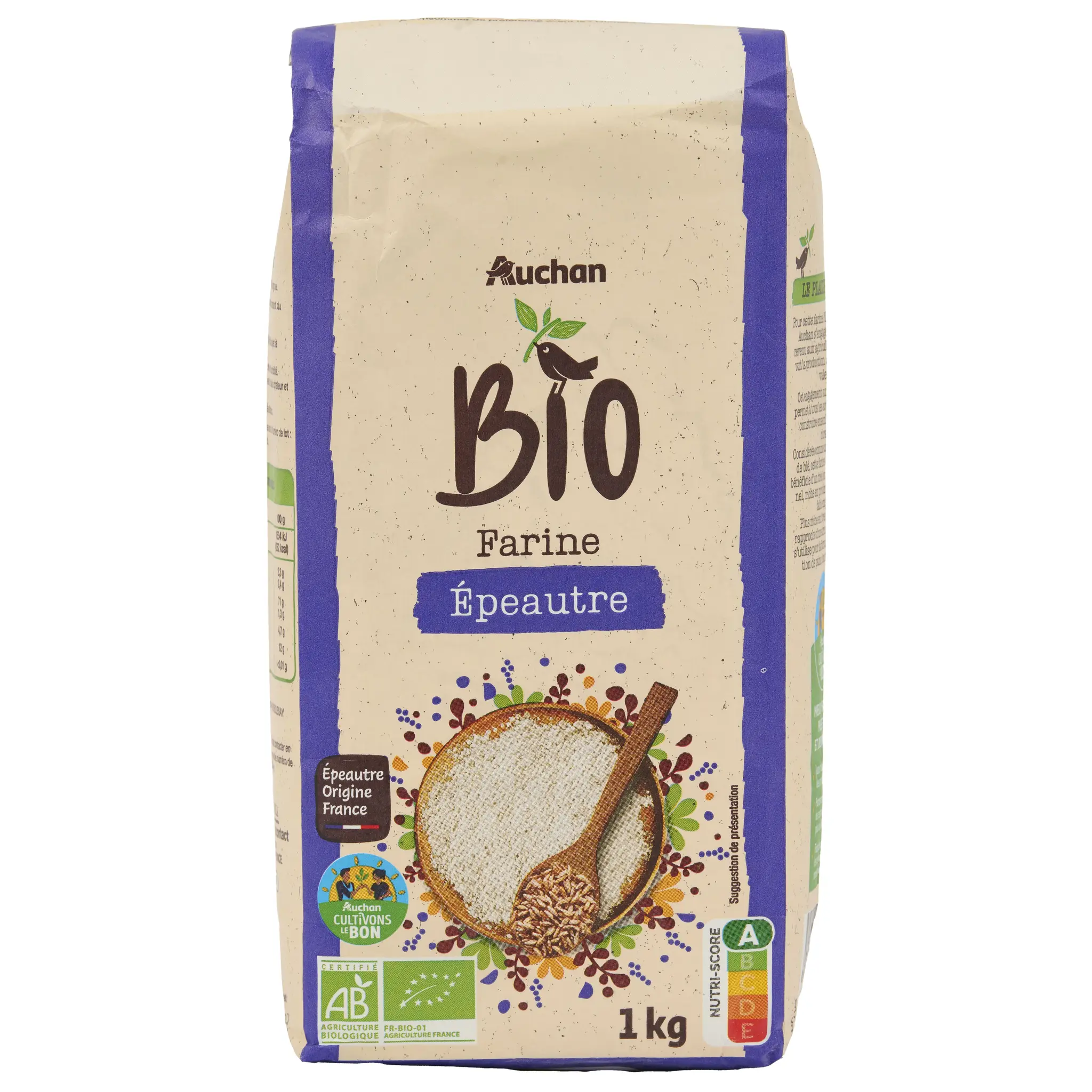 AUCHAN BIO CULTIVONS LE BON Farine d'épeautre T65
