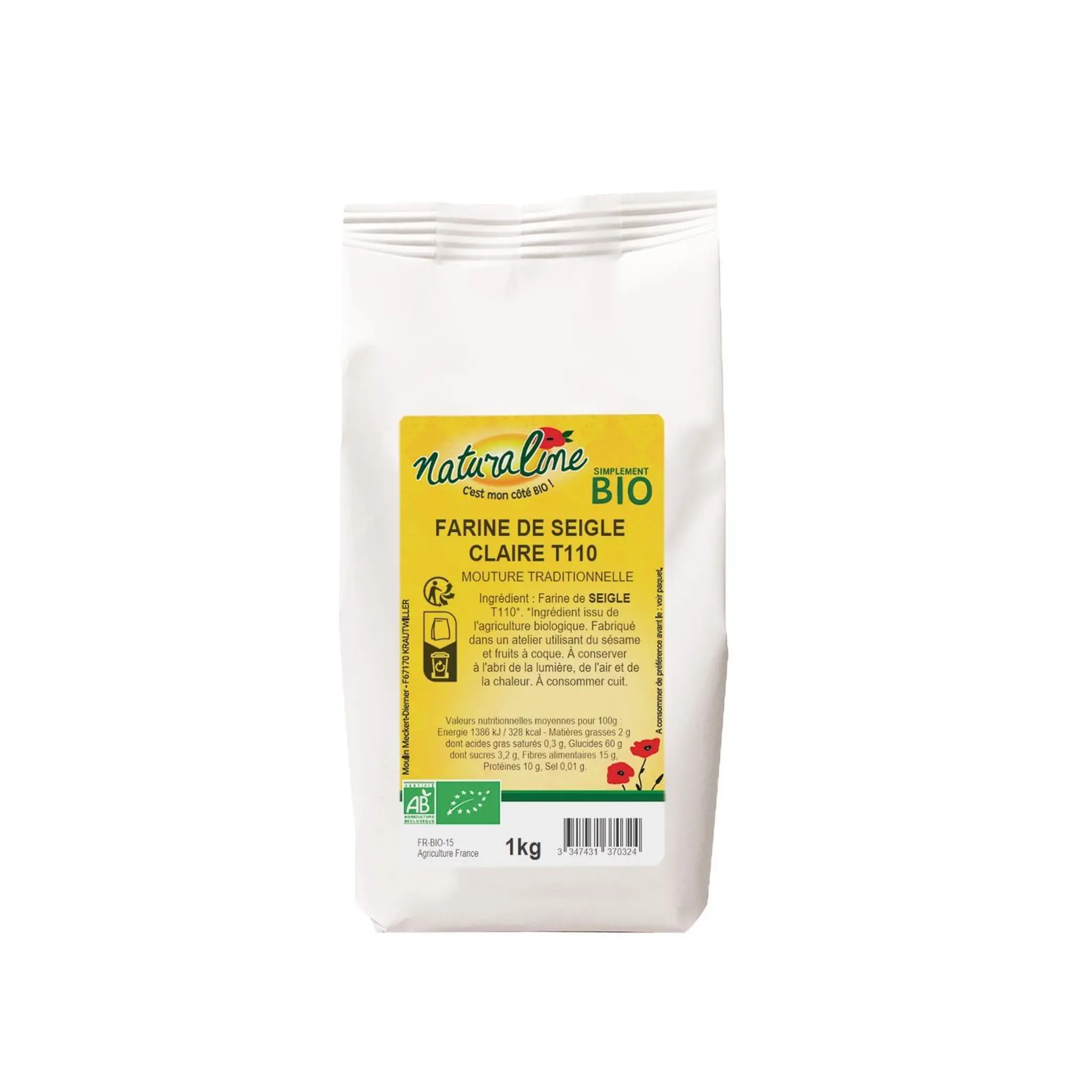 NATURALINE Farine de seigle clair bio T110